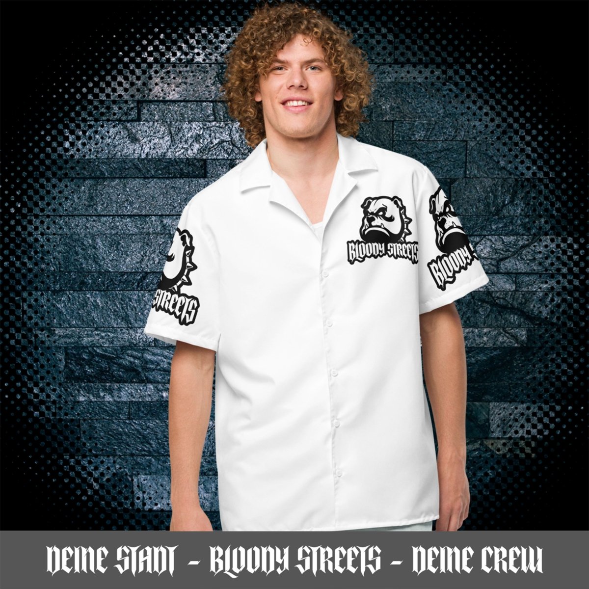 Streetwear Unisex Hemd - Black Bloody Streets Dog White - BLOODY - STREETS.DE Streetwear Herren und Damen Hoodies, T-Shirts, Pullis