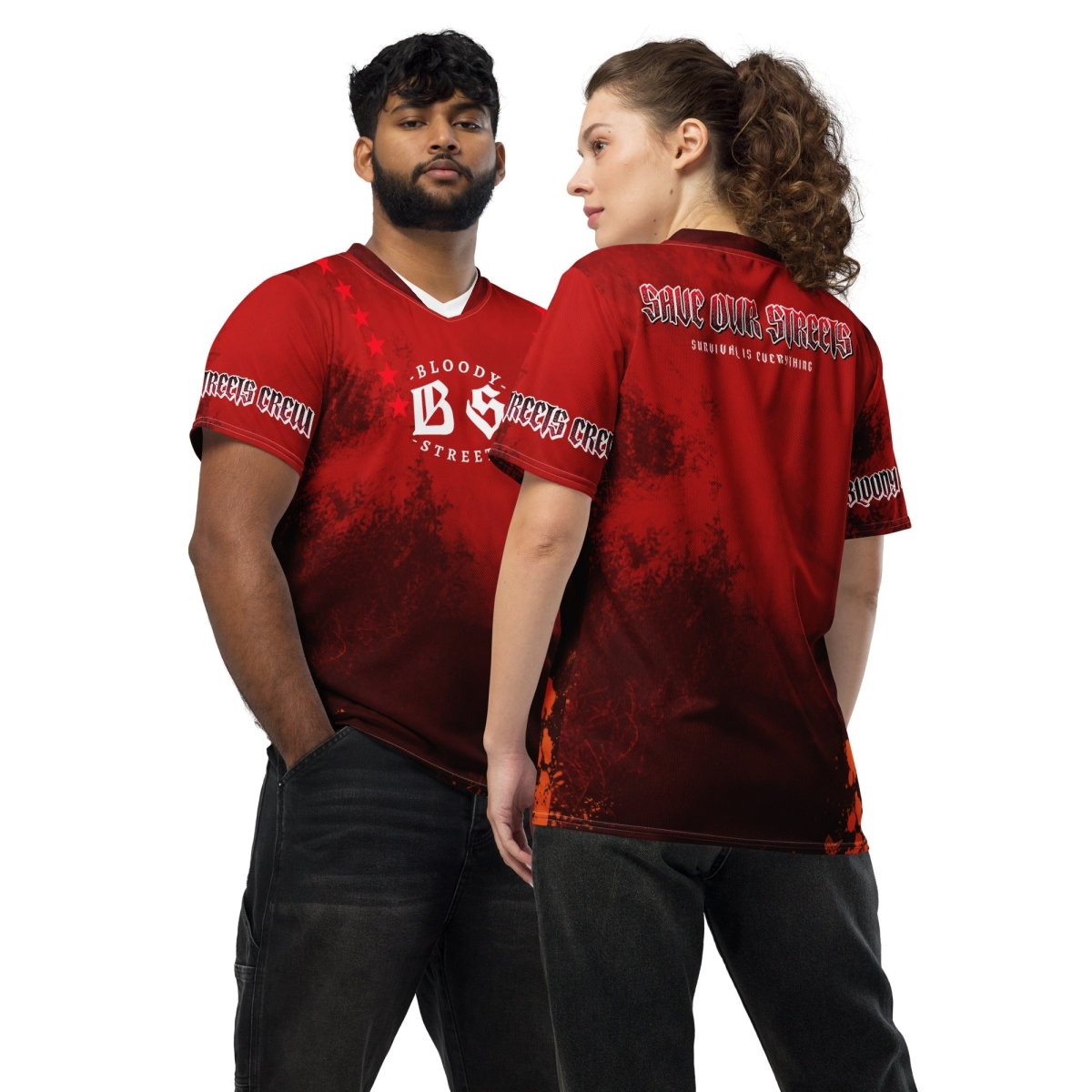 Streetwear Unisex Trikot BS BLOOD - LINE - BLOODY - STREETS.DE Streetwear Herren und Damen Hoodies, T - Shirts, Pullis