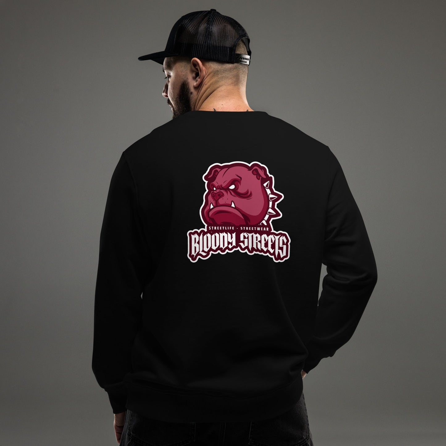 BLOODY STREETS - "Bull Dog" Streetwear Bio Pullover - BLOODY-STREETS.DE Streetwear Herren und Damen Hoodies, T-Shirts, Pullis
