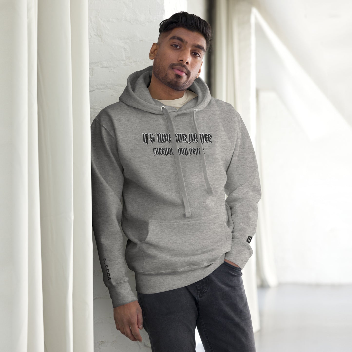 Streetwear Hoodie - IT'S TIME FOR JUSTICE - Stickerei Schrift