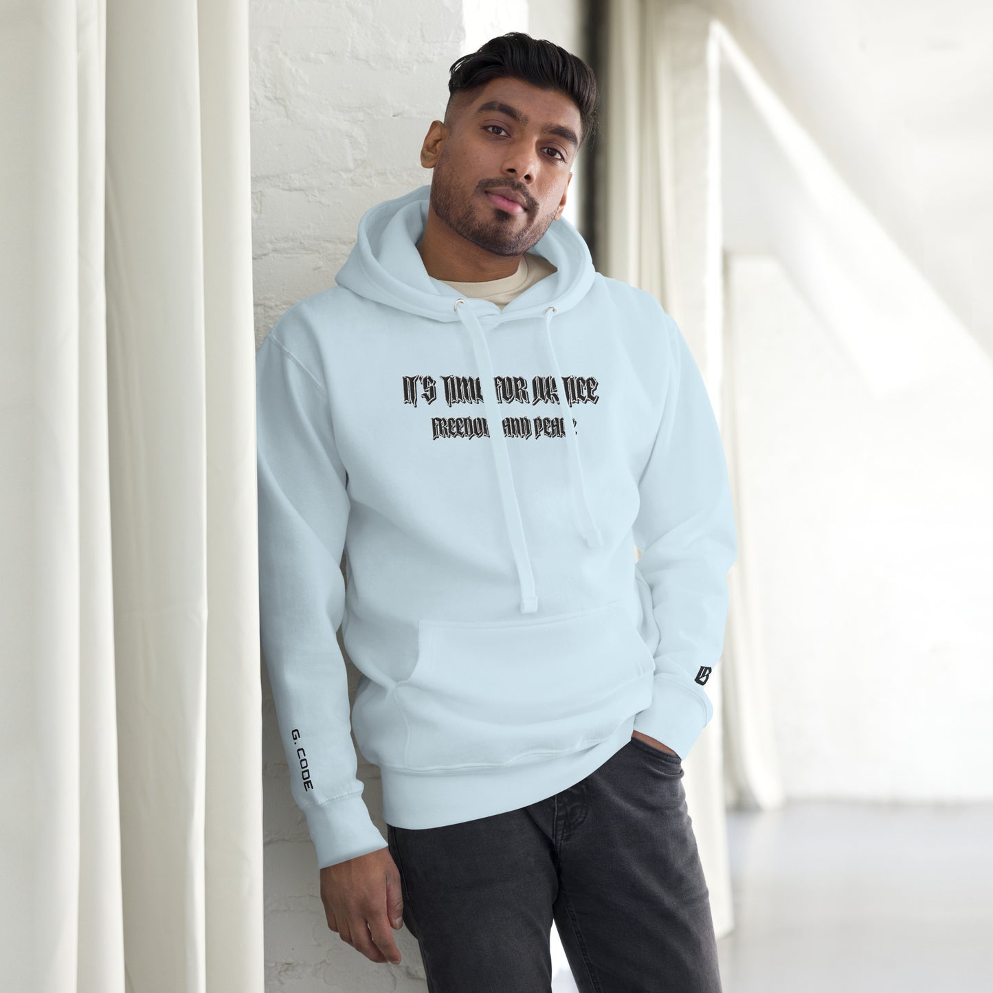 Streetwear Hoodie - IT'S TIME FOR JUSTICE - Stickerei Schrift