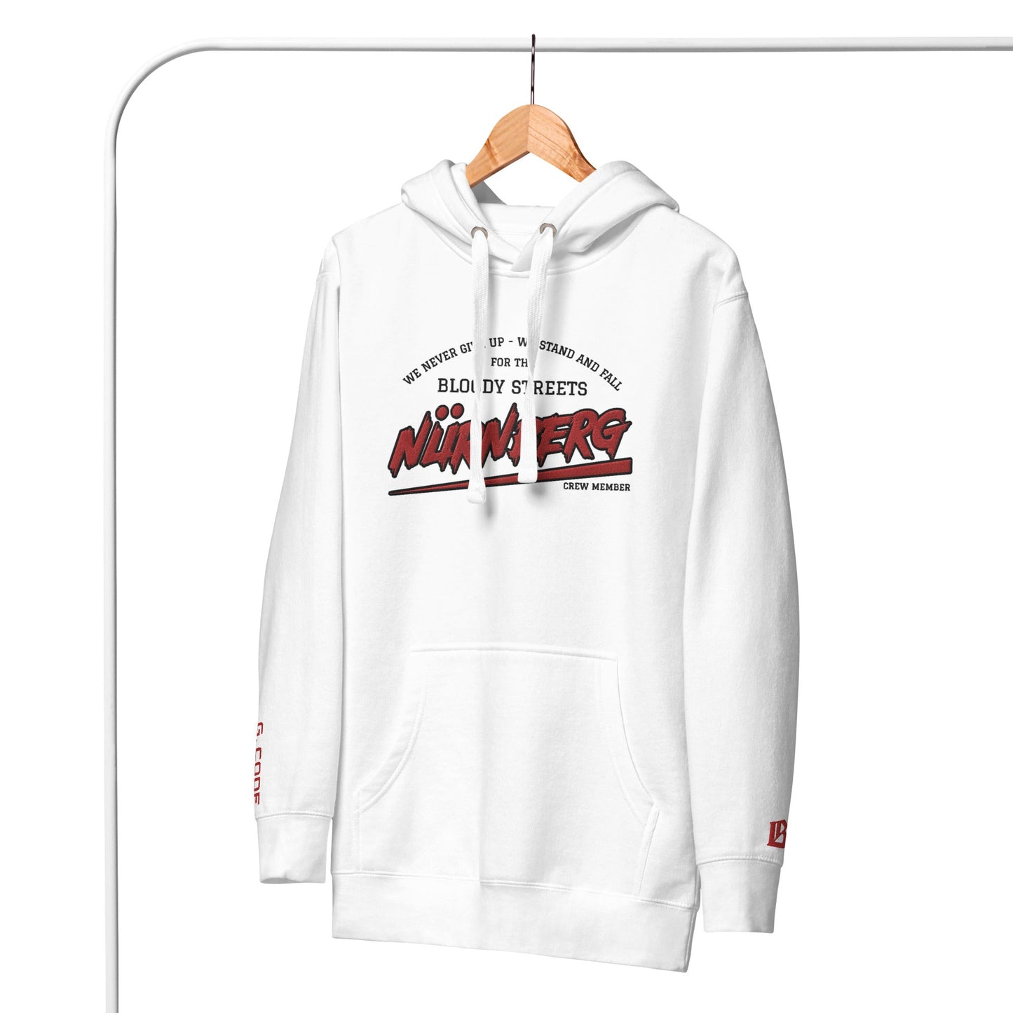 BS CITY Nürnberg Crew Member Premium Red "G" Hoodie - BLOODY-STREETS.DE Streetwear Herren und Damen Hoodies, T-Shirts, Pullis