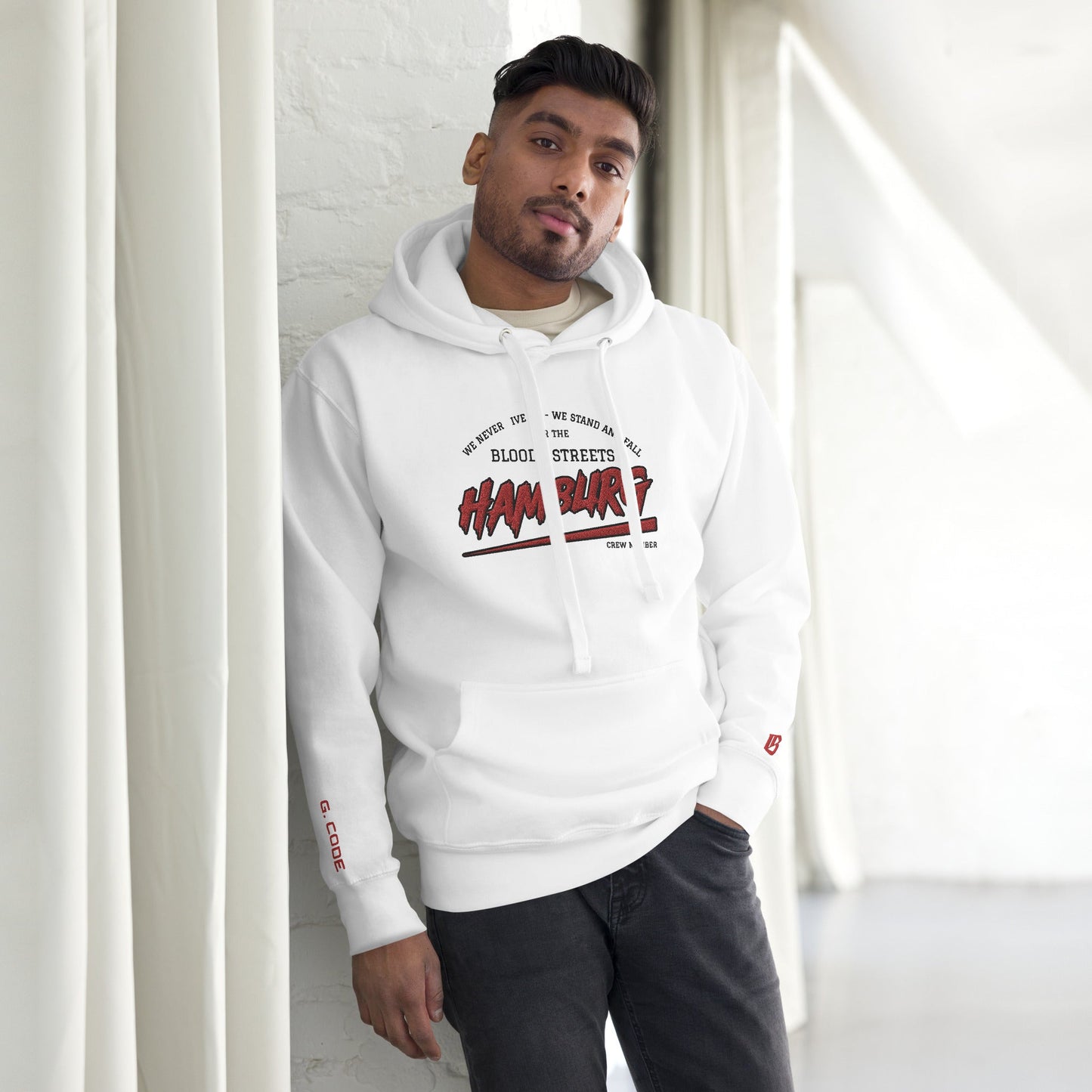 BS CITY Hamburg Crew Member Premium Red "G" Hoodie - BLOODY-STREETS.DE Streetwear Herren und Damen Hoodies, T-Shirts, Pullis