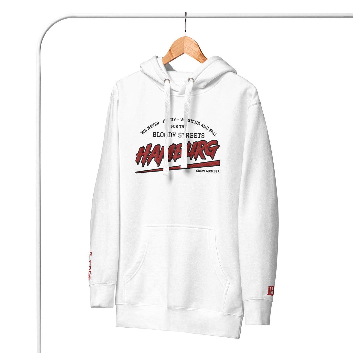 BS CITY Hamburg Crew Member Premium Red "G" Hoodie - BLOODY-STREETS.DE Streetwear Herren und Damen Hoodies, T-Shirts, Pullis