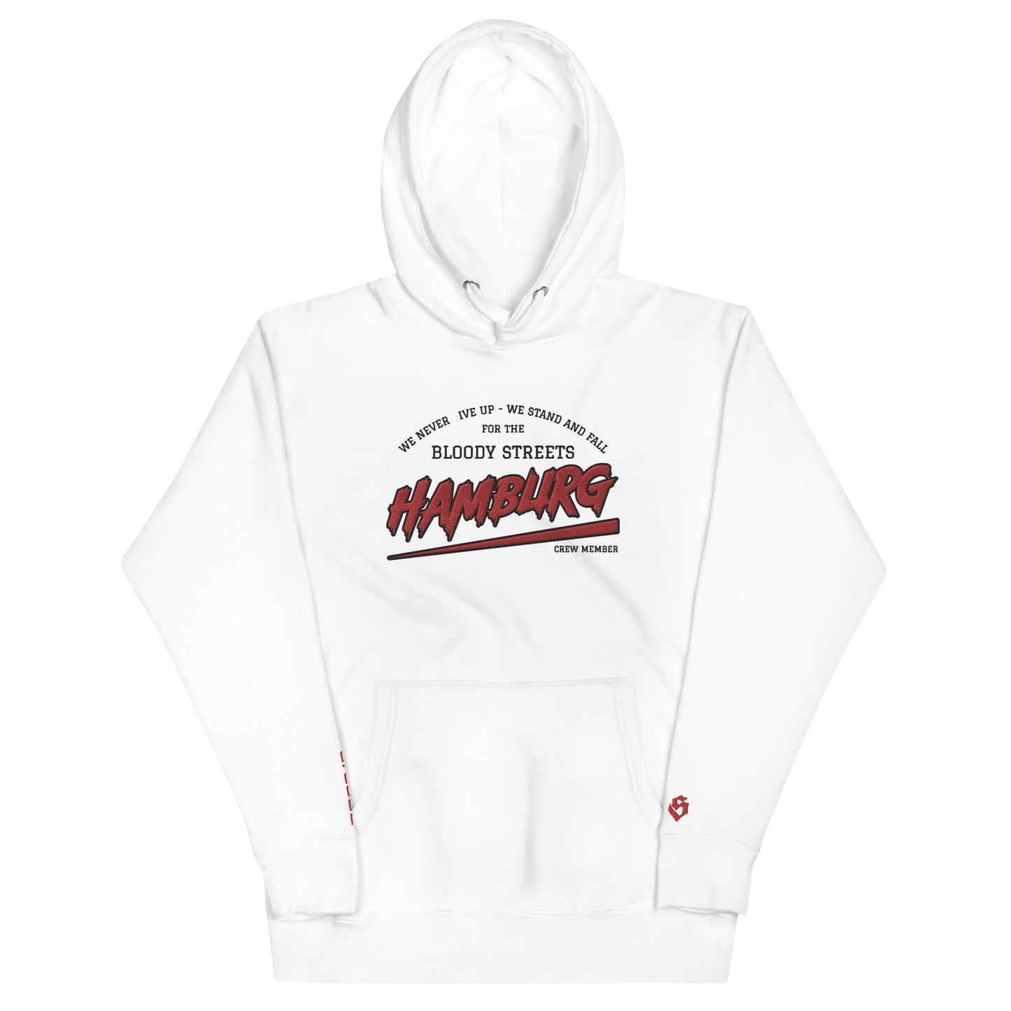 BS CITY Hamburg Crew Member Premium Red "G" Hoodie - BLOODY-STREETS.DE Streetwear Herren und Damen Hoodies, T-Shirts, Pullis