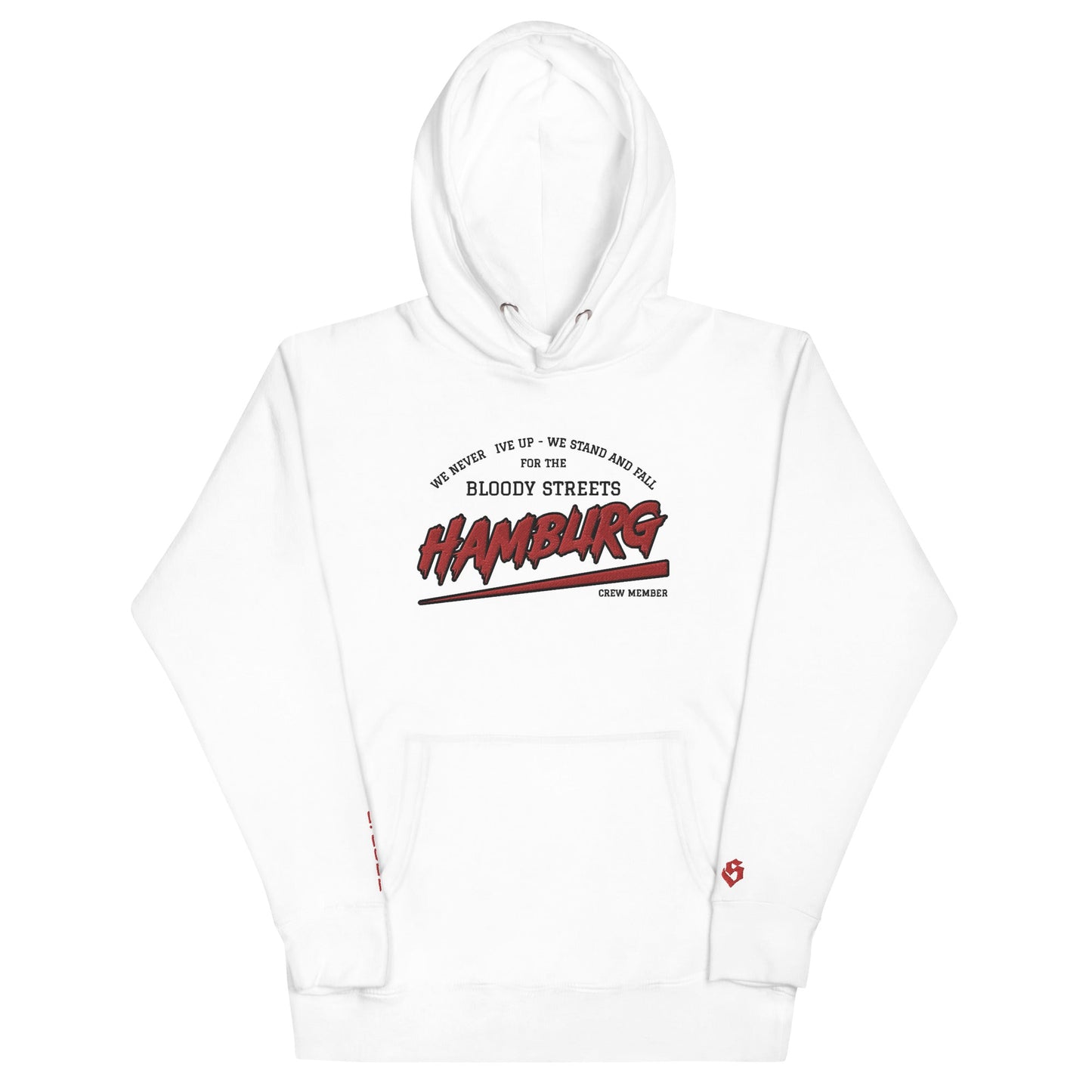 BS CITY Hamburg Crew Member Premium Red "G" Hoodie - BLOODY-STREETS.DE Streetwear Herren und Damen Hoodies, T-Shirts, Pullis