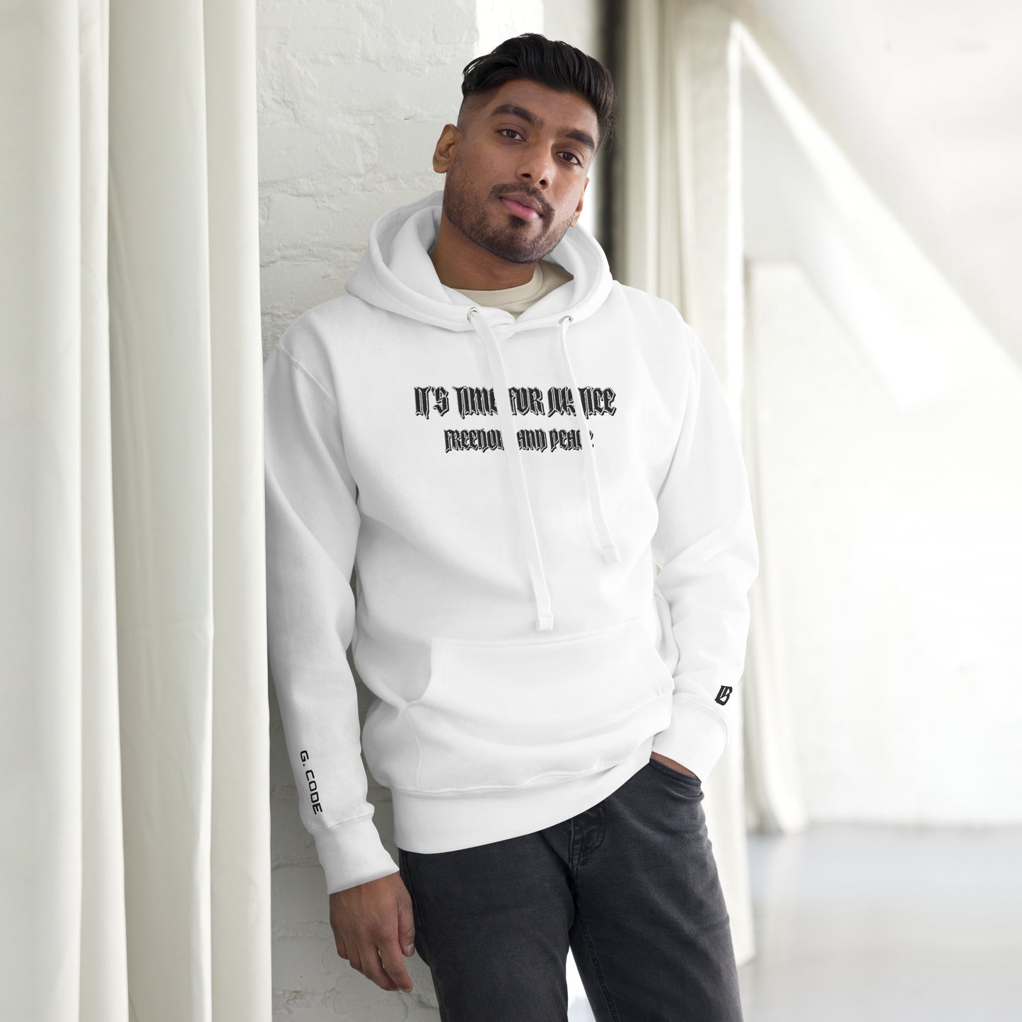 Streetwear Hoodie - IT'S TIME FOR JUSTICE - Stickerei Schrift