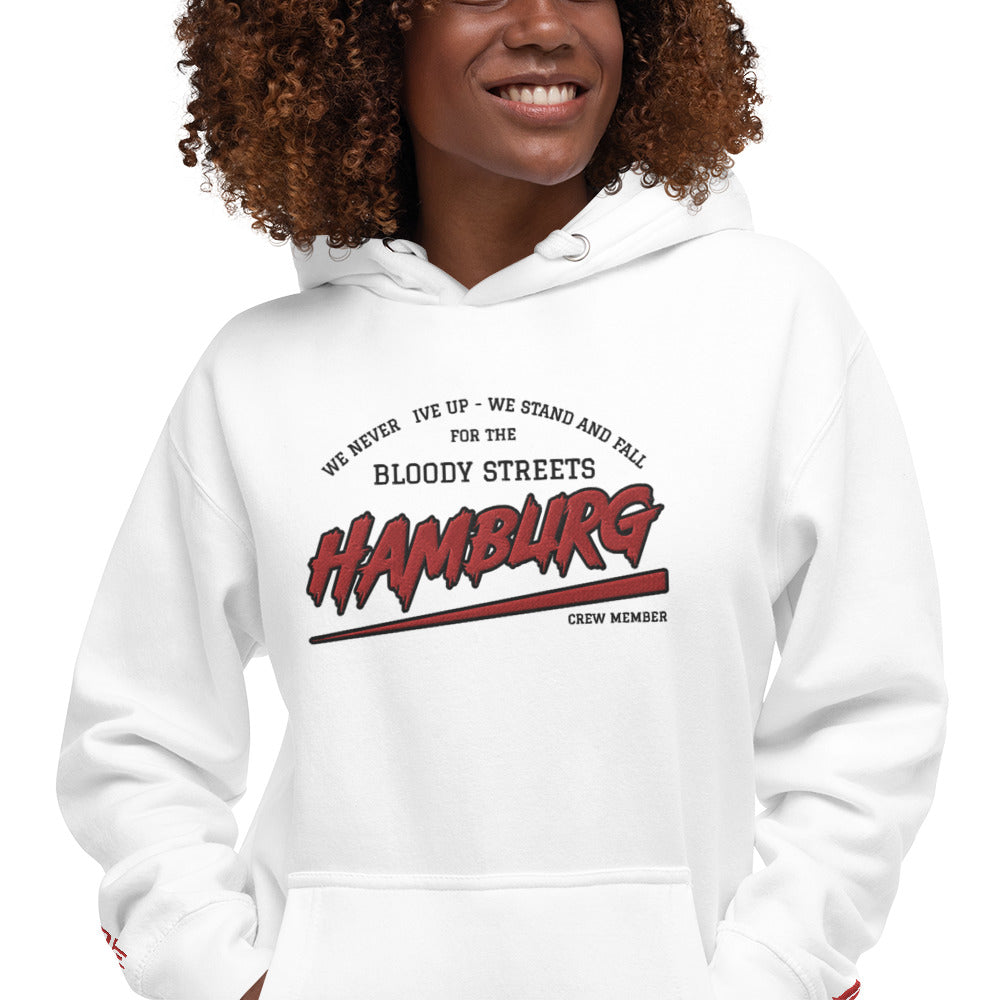 BS CITY Hamburg Crew Member Premium Red "G" Hoodie - BLOODY-STREETS.DE Streetwear Herren und Damen Hoodies, T-Shirts, Pullis