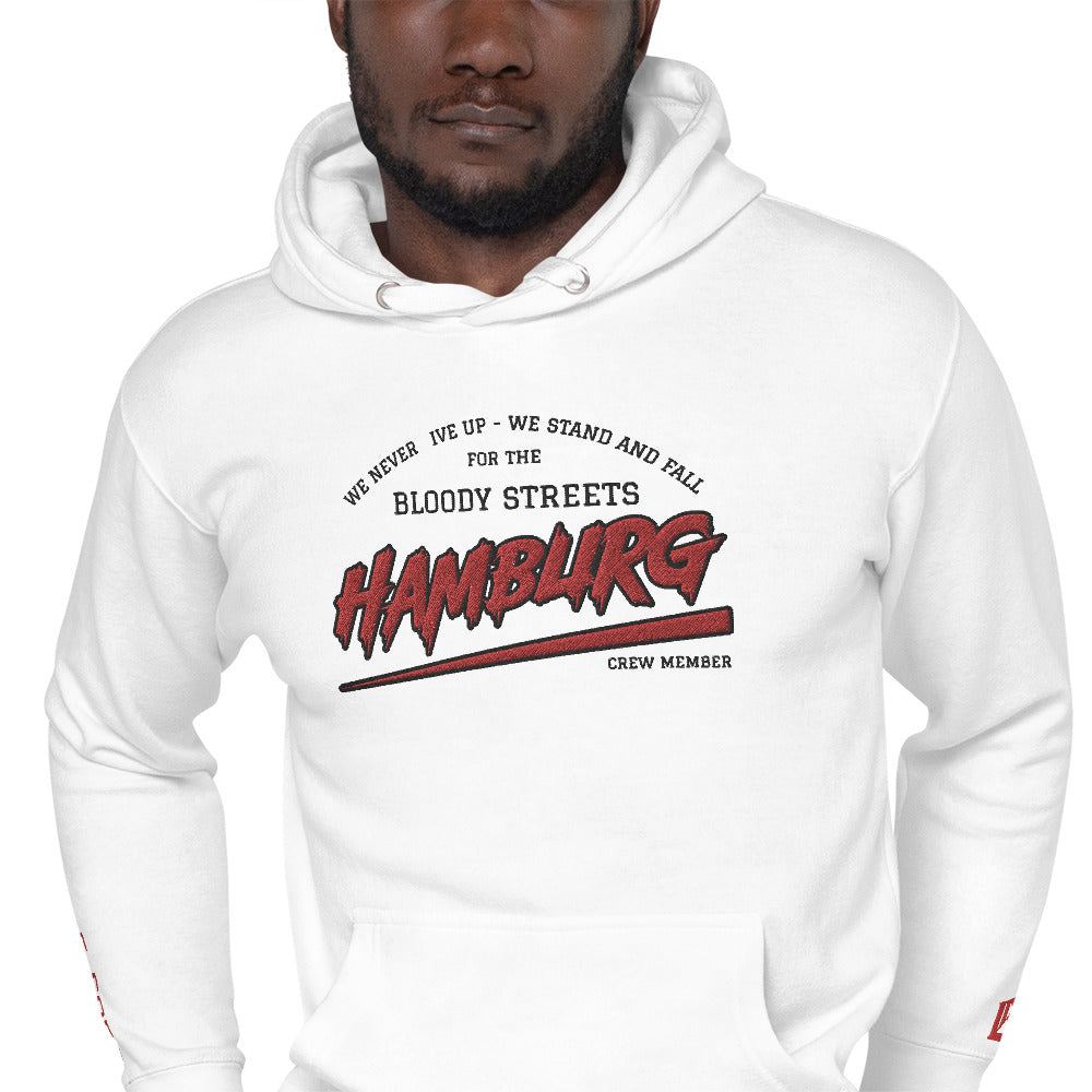 BS CITY Hamburg Crew Member Premium Red "G" Hoodie - BLOODY-STREETS.DE Streetwear Herren und Damen Hoodies, T-Shirts, Pullis