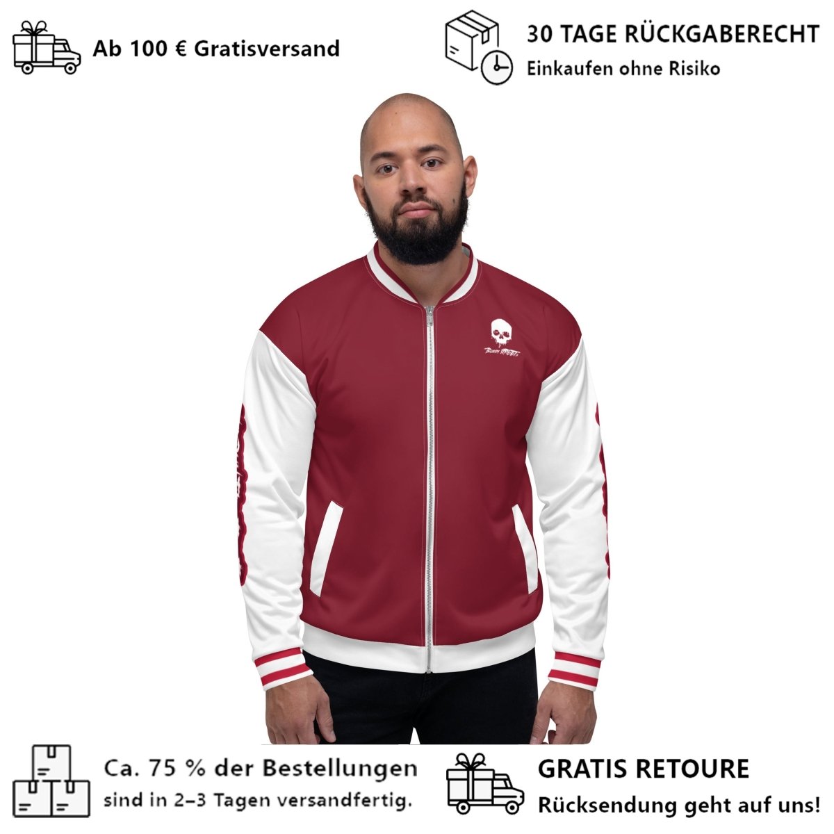 We Run The Streets Red Unisex Bomberjacke - BLOODY - STREETS.DE Streetwear Herren und Damen Hoodies, T-Shirts, Pullis