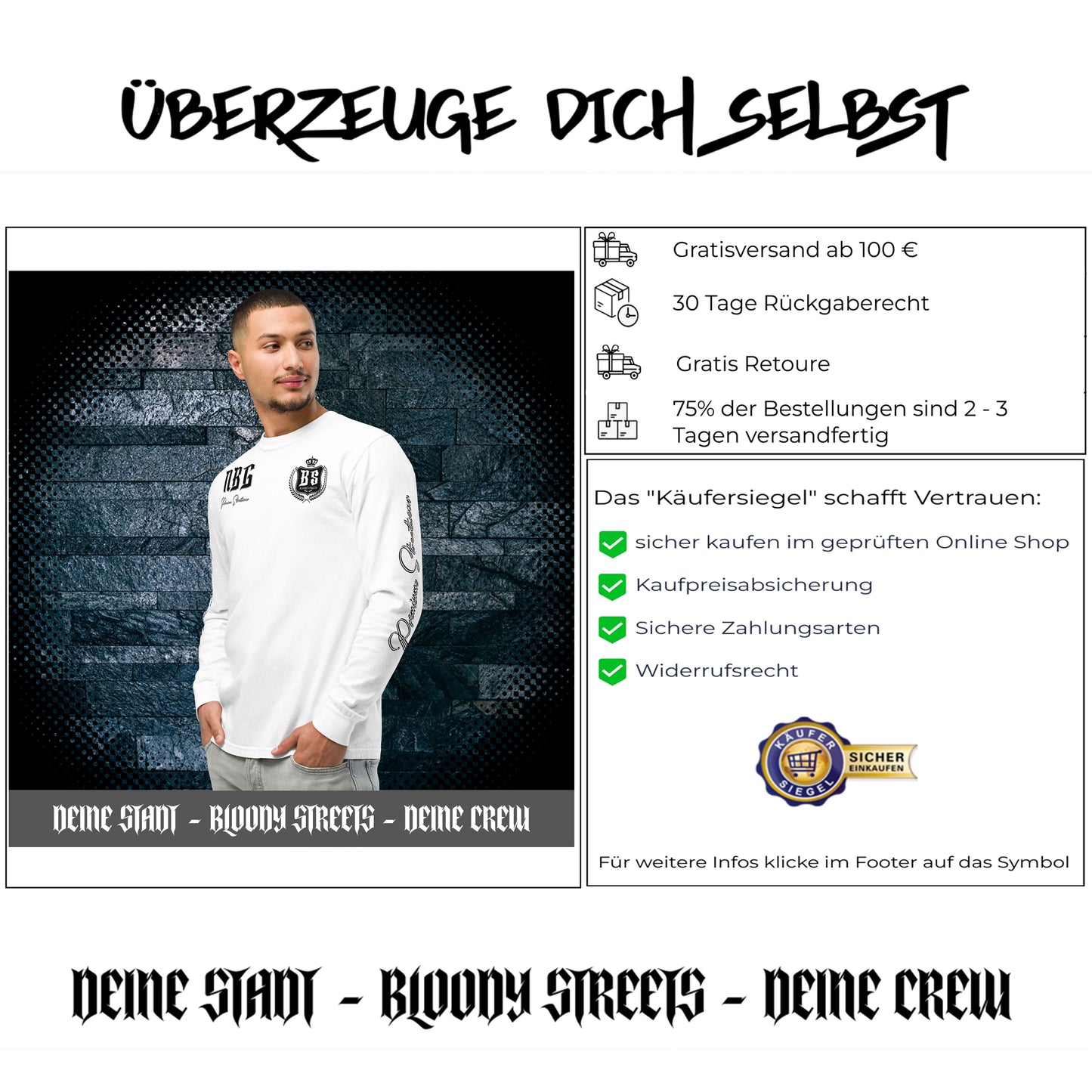 Streetwear Longsleeve "OG" - Textilgefärbtes Schweres Langarmshirt