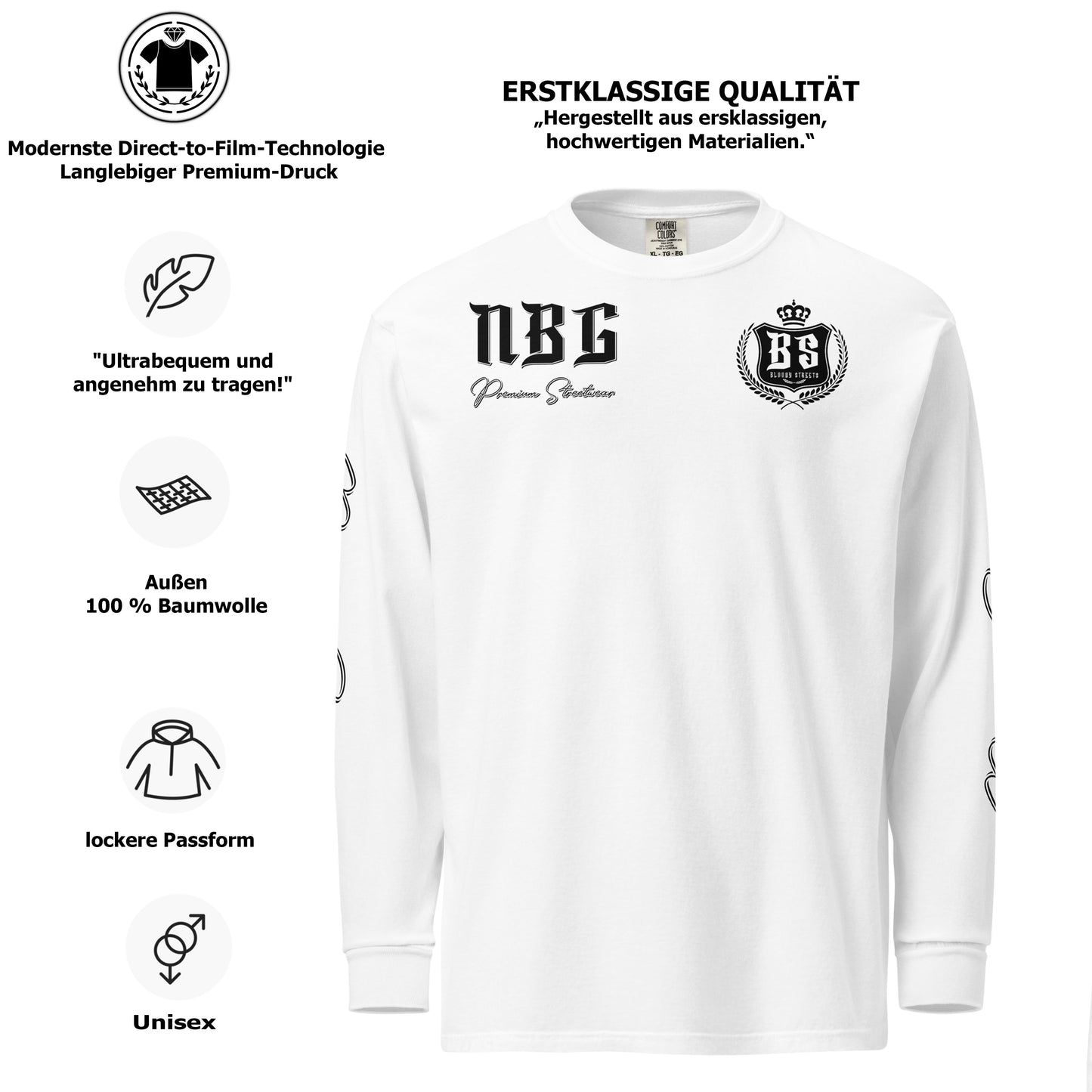 Streetwear Longsleeve "OG" - Textilgefärbtes Schweres Langarmshirt