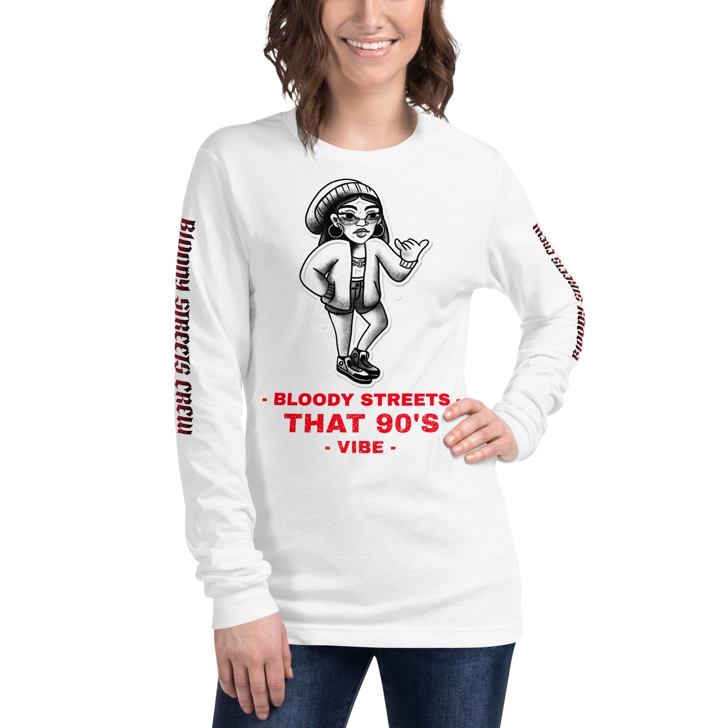90's Streetwear Vibe 2 - Premium Longsleeve Lady - BLOODY-STREETS.DE Streetwear Herren und Damen Hoodies, T-Shirts, Pullis