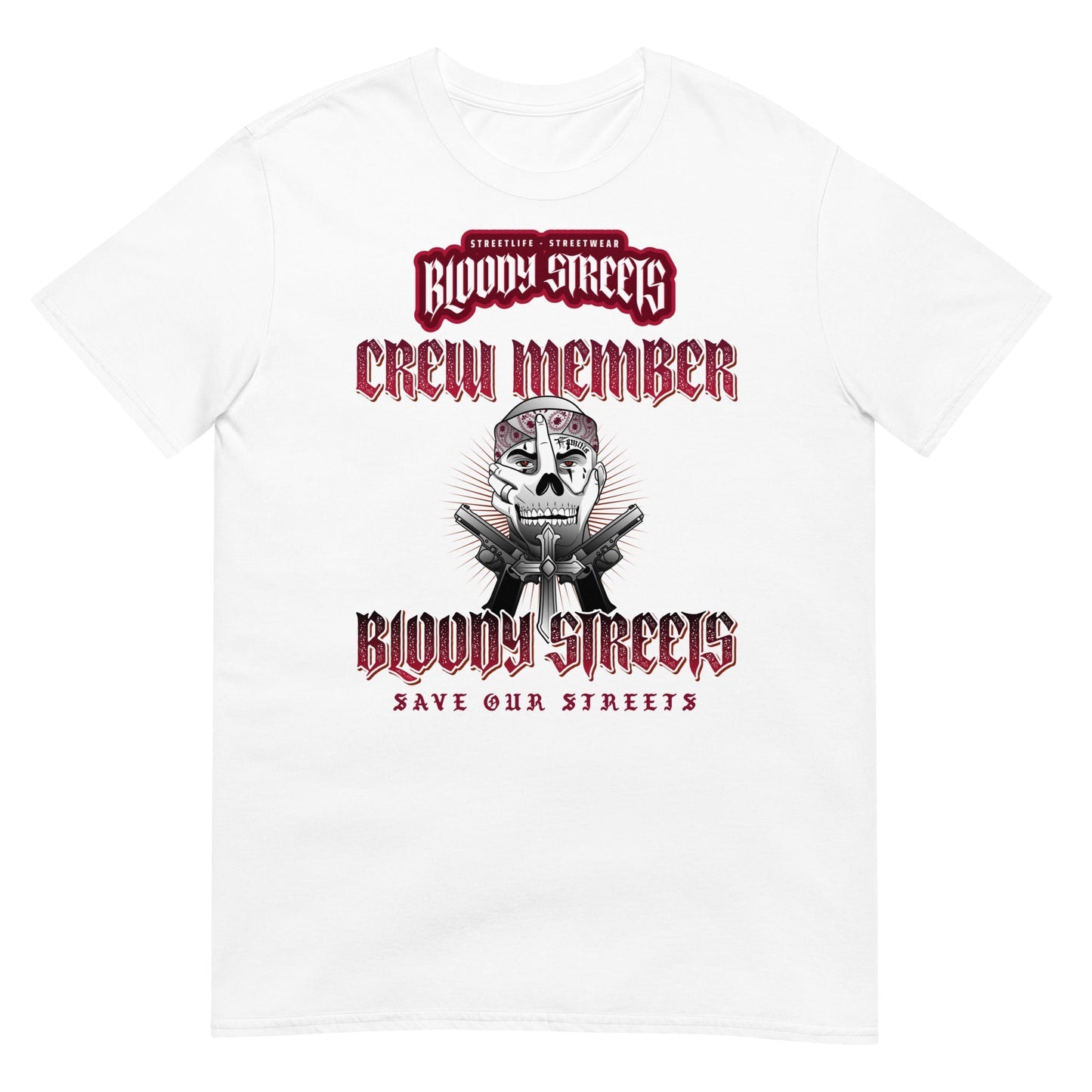 BLOODY STREETS CREW Kurzärmeliges 100 % Ringgesponnene Baumwolle-Streetwear T-Shirt - BLOODY-STREETS.DE Streetwear Herren und Damen Hoodies, T-Shirts, Pullis