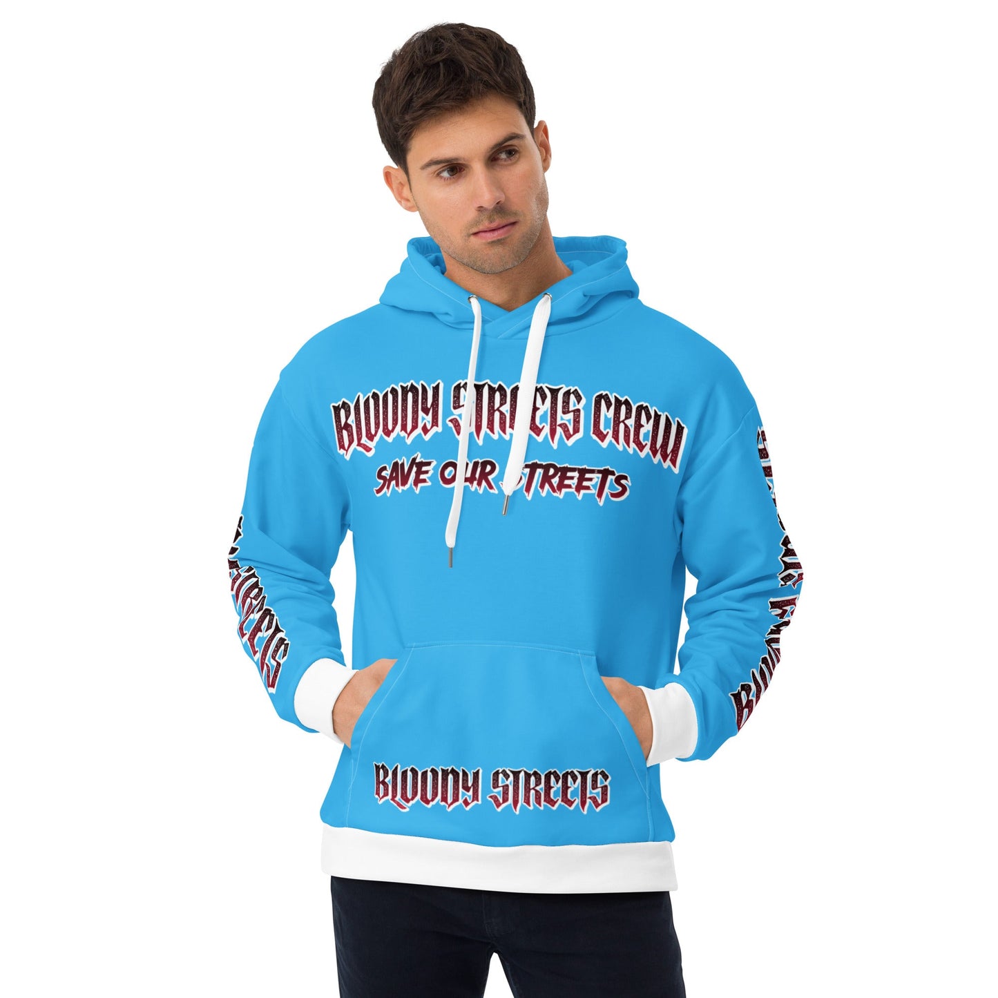 BLOODY STREETS Crew Member Streetwear Hoodie Blue - BLOODY-STREETS.DE Streetwear Herren und Damen Hoodies, T-Shirts, Pullis