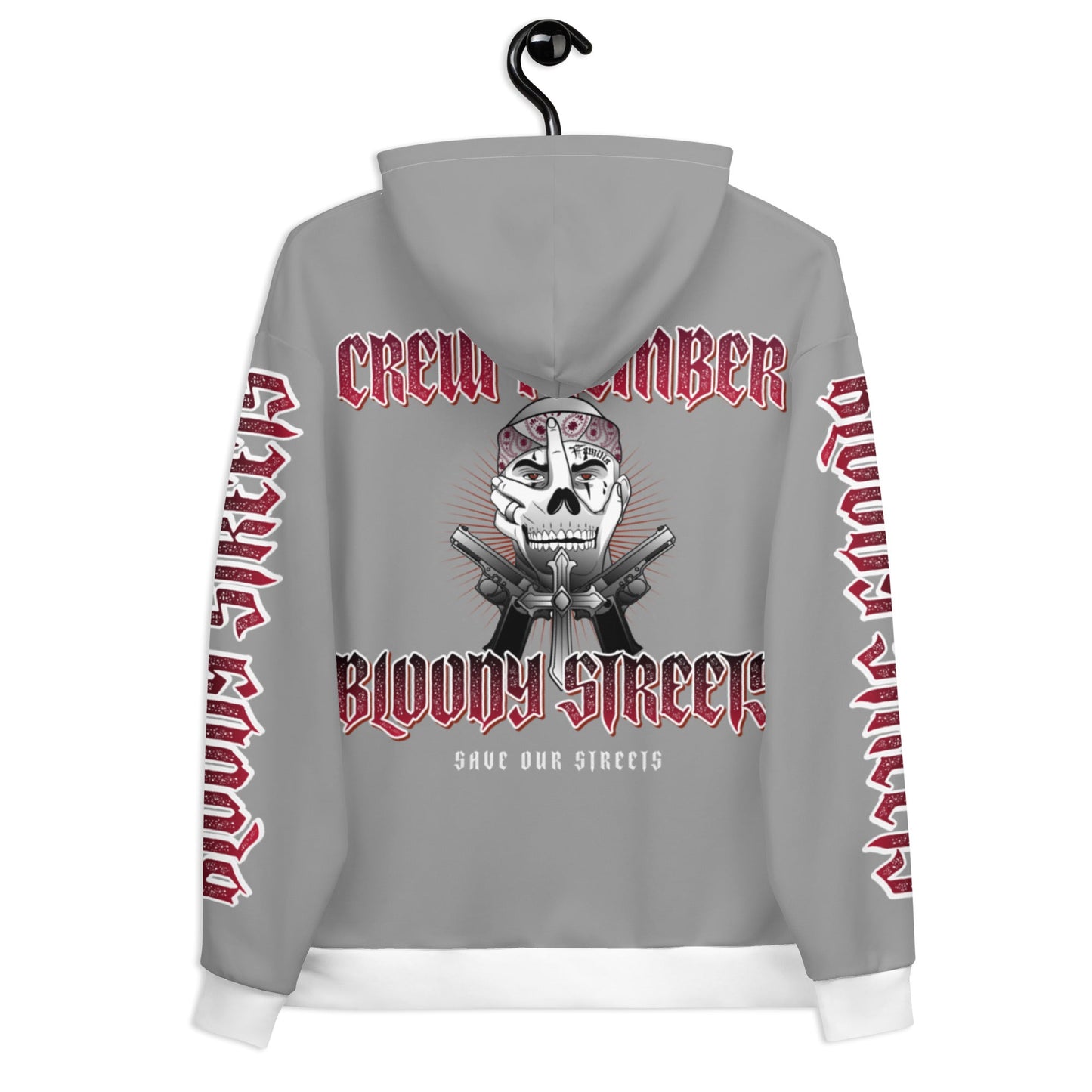 BLOODY STREETS Crew Member Streetwear Hoodie Gray - BLOODY-STREETS.DE Streetwear Herren und Damen Hoodies, T-Shirts, Pullis