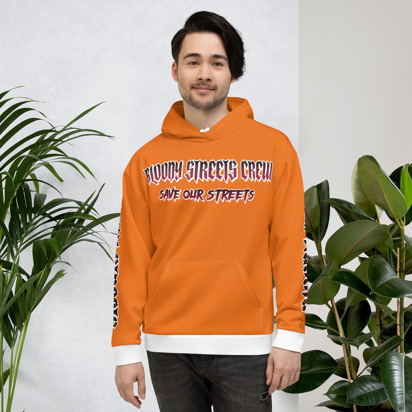 BLOODY STREETS Crew Member Streetwear Hoodie Orange - BLOODY-STREETS.DE Streetwear Herren und Damen Hoodies, T-Shirts, Pullis