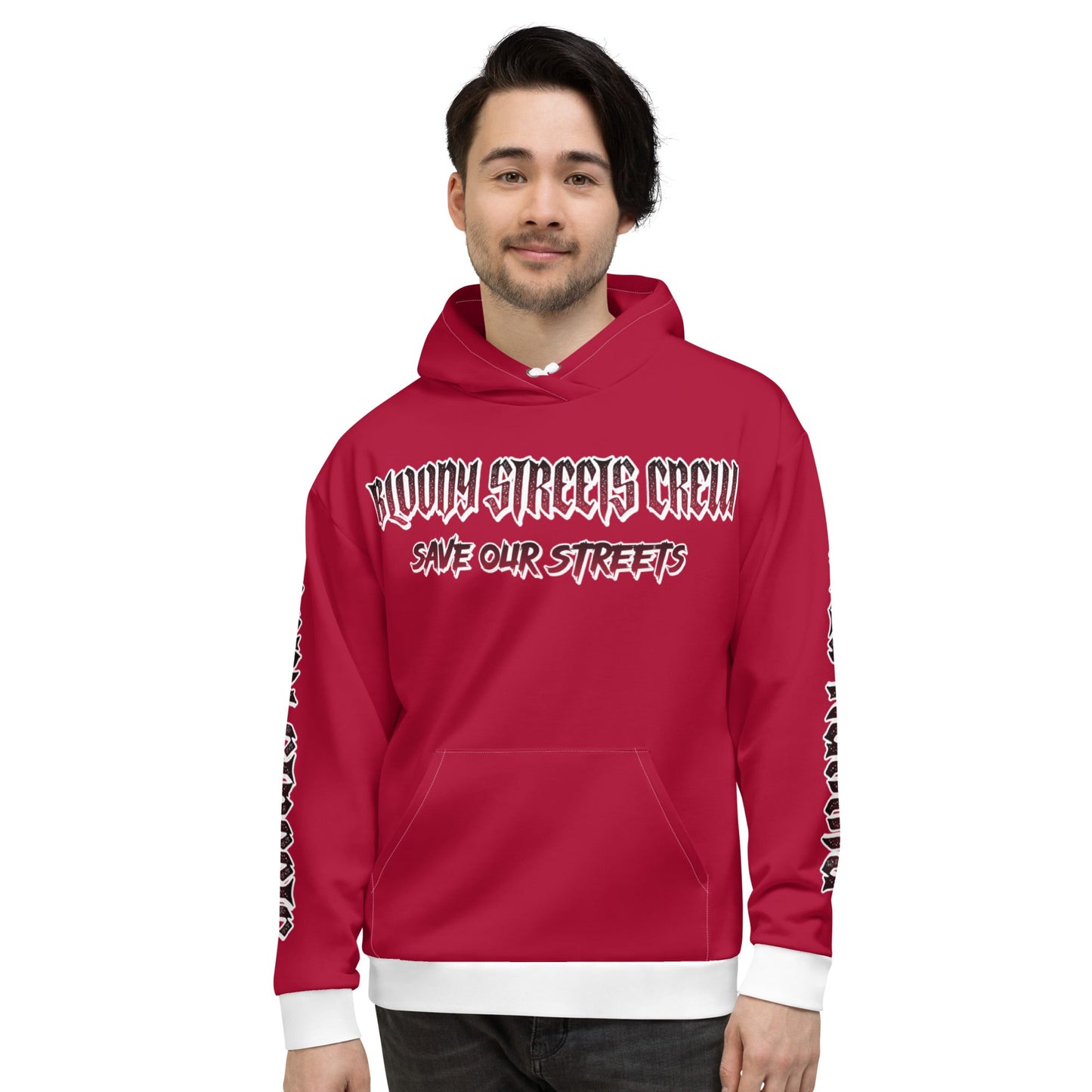 BLOODY STREETS Crew Member Streetwear Hoodie Red - BLOODY-STREETS.DE Streetwear Herren und Damen Hoodies, T-Shirts, Pullis