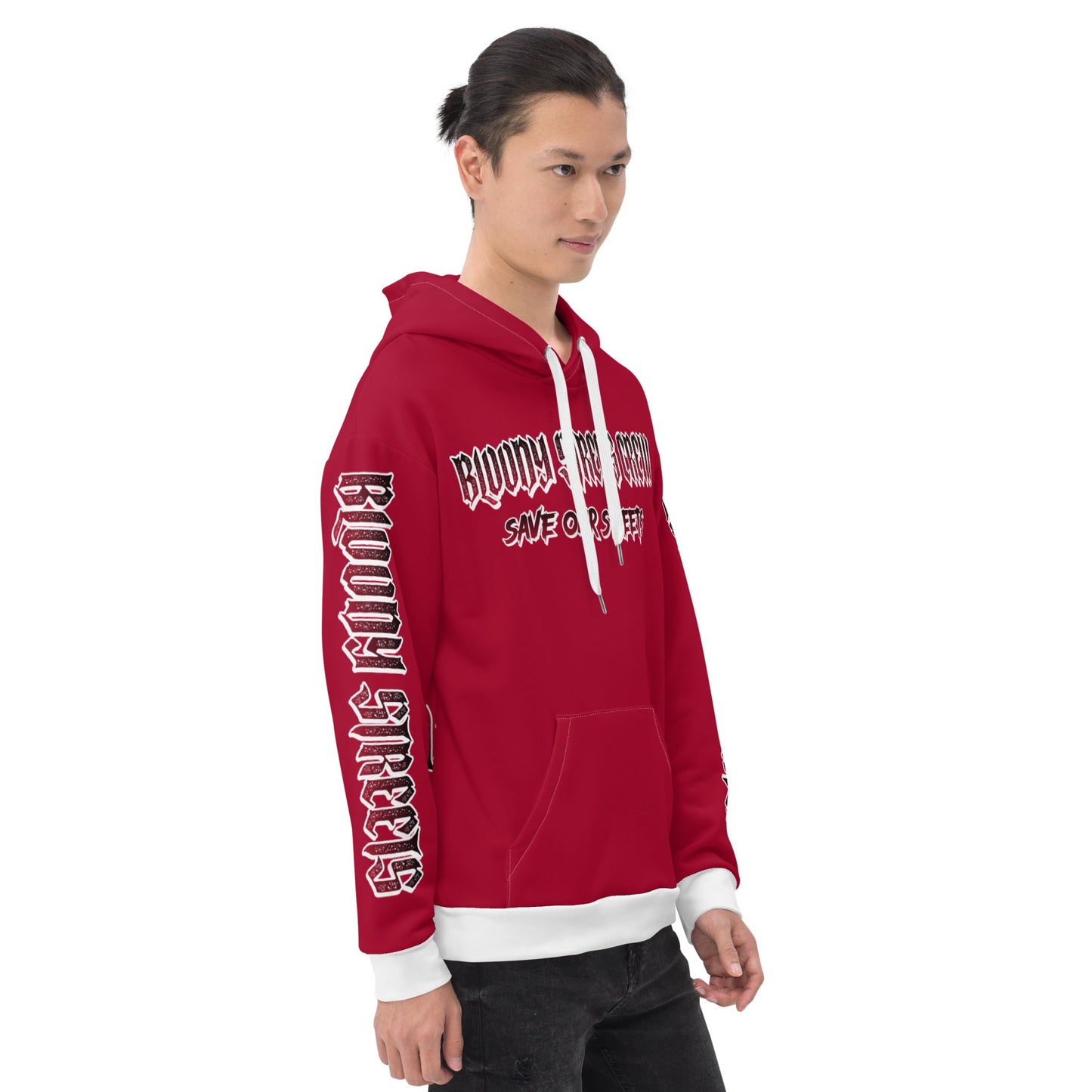 BLOODY STREETS Crew Member Streetwear Hoodie Red - BLOODY-STREETS.DE Streetwear Herren und Damen Hoodies, T-Shirts, Pullis