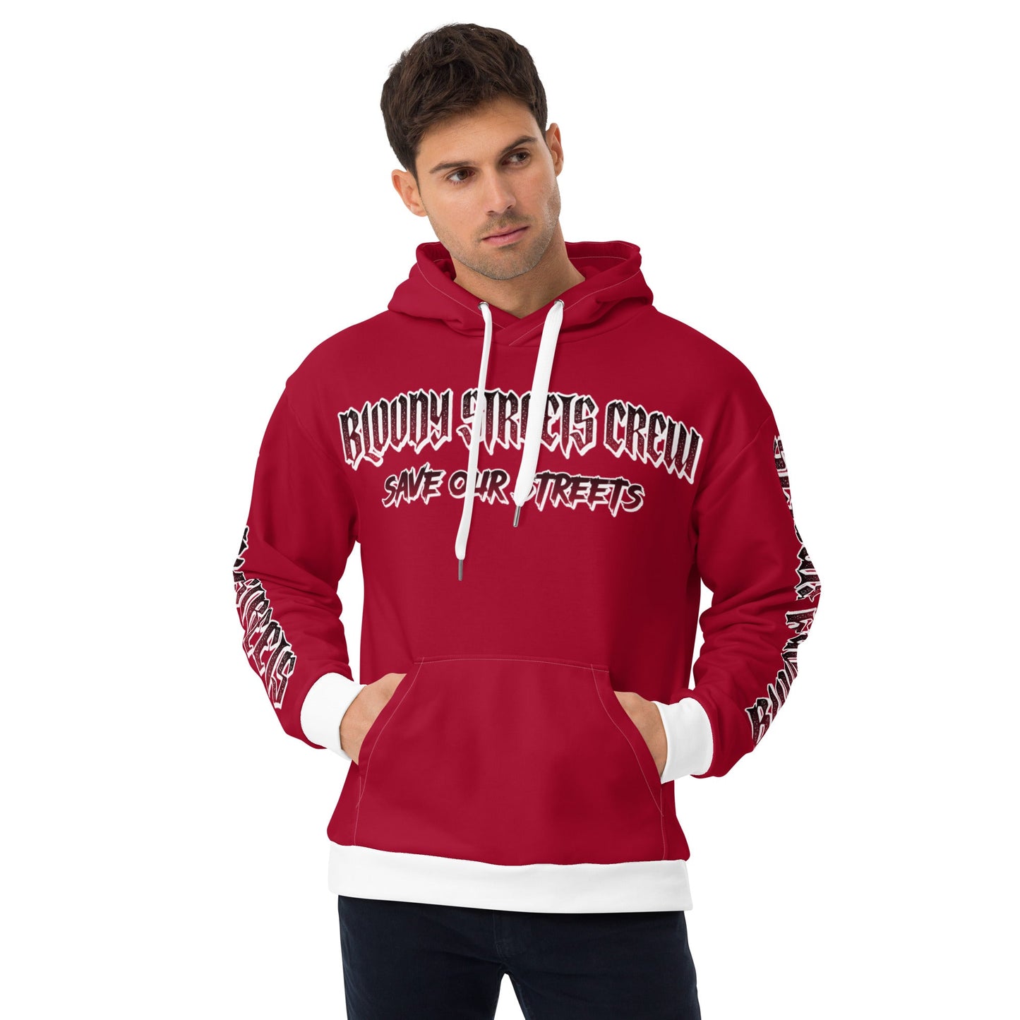 BLOODY STREETS Crew Member Streetwear Hoodie Red - BLOODY-STREETS.DE Streetwear Herren und Damen Hoodies, T-Shirts, Pullis