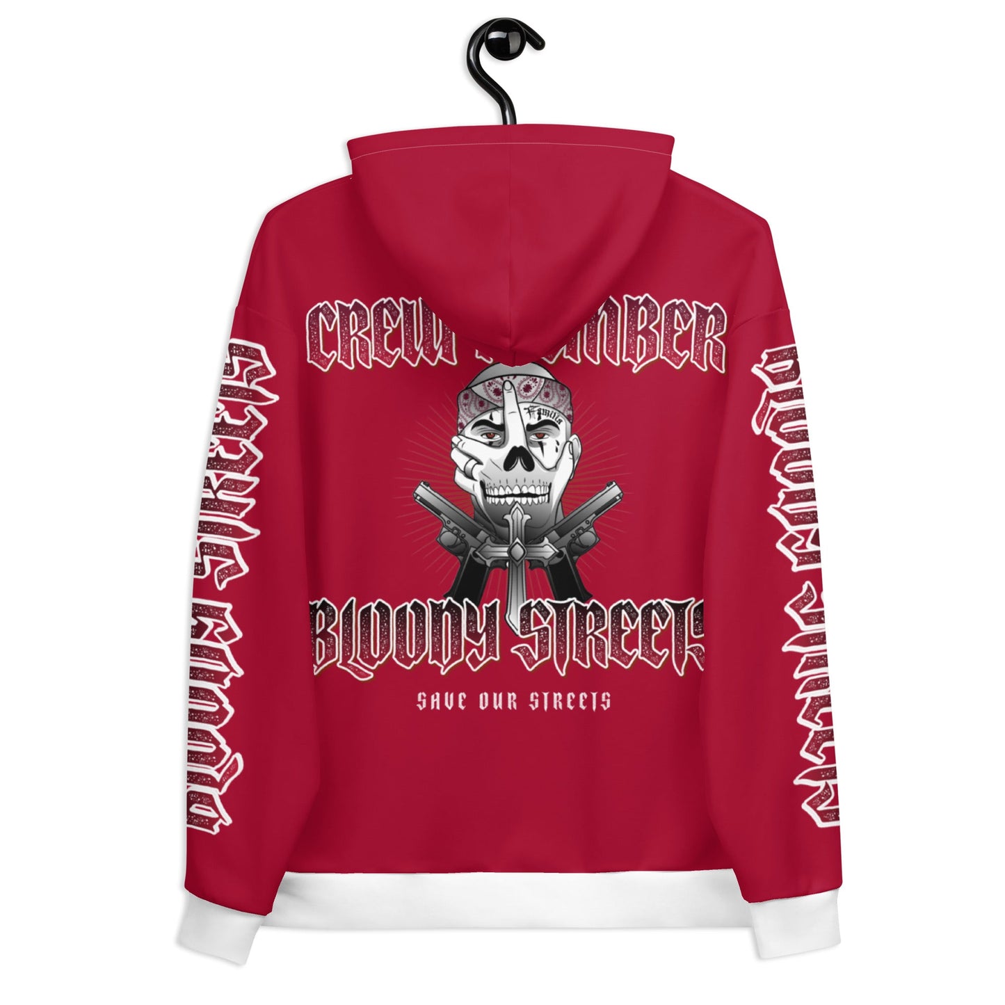 BLOODY STREETS Crew Member Streetwear Hoodie Red - BLOODY-STREETS.DE Streetwear Herren und Damen Hoodies, T-Shirts, Pullis