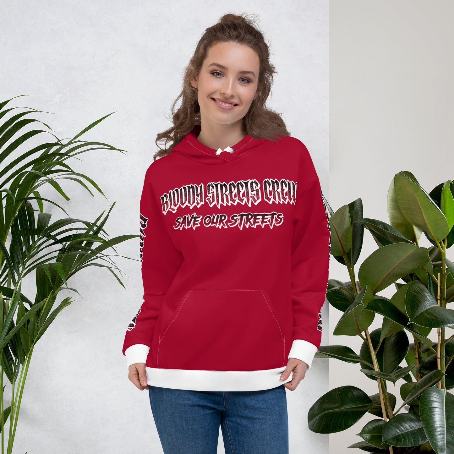 BLOODY STREETS Crew Member Streetwear Hoodie Red - BLOODY-STREETS.DE Streetwear Herren und Damen Hoodies, T-Shirts, Pullis