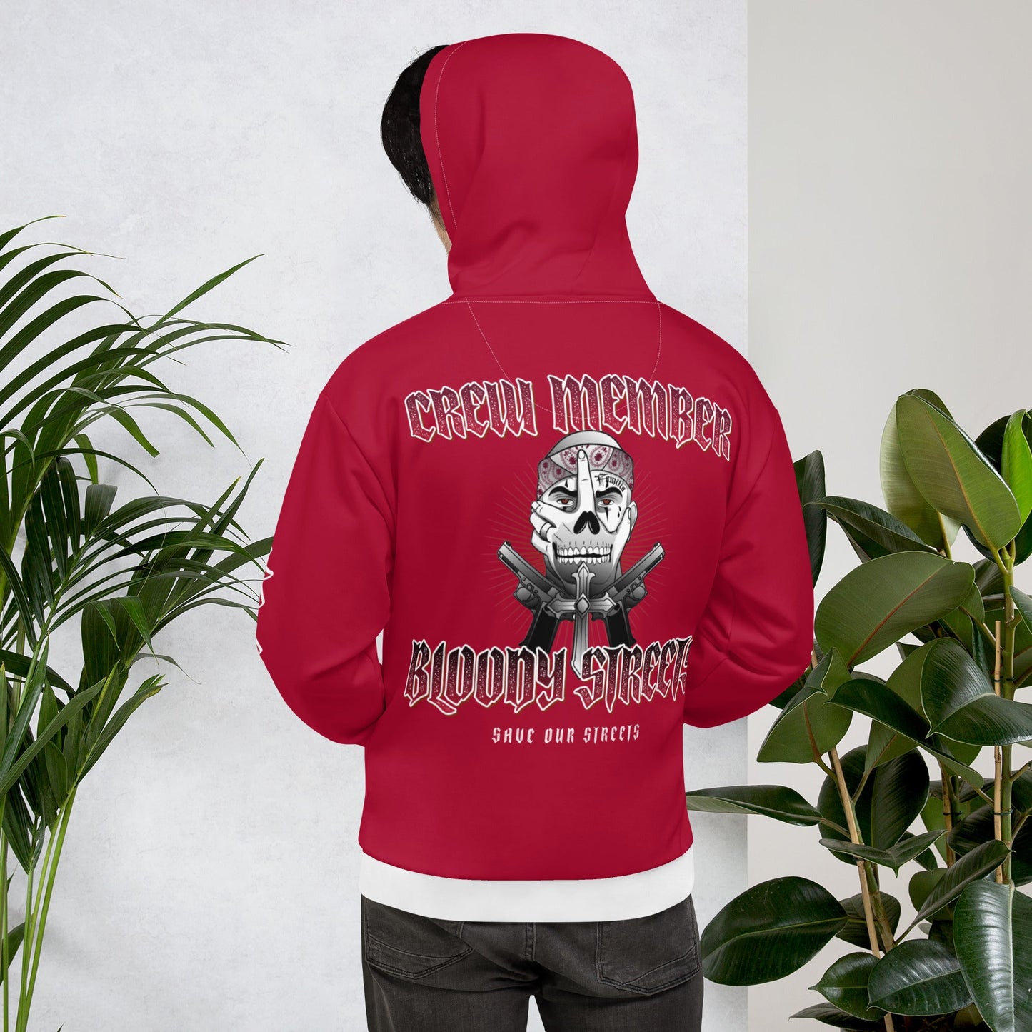 BLOODY STREETS Crew Member Streetwear Hoodie Red - BLOODY-STREETS.DE Streetwear Herren und Damen Hoodies, T-Shirts, Pullis