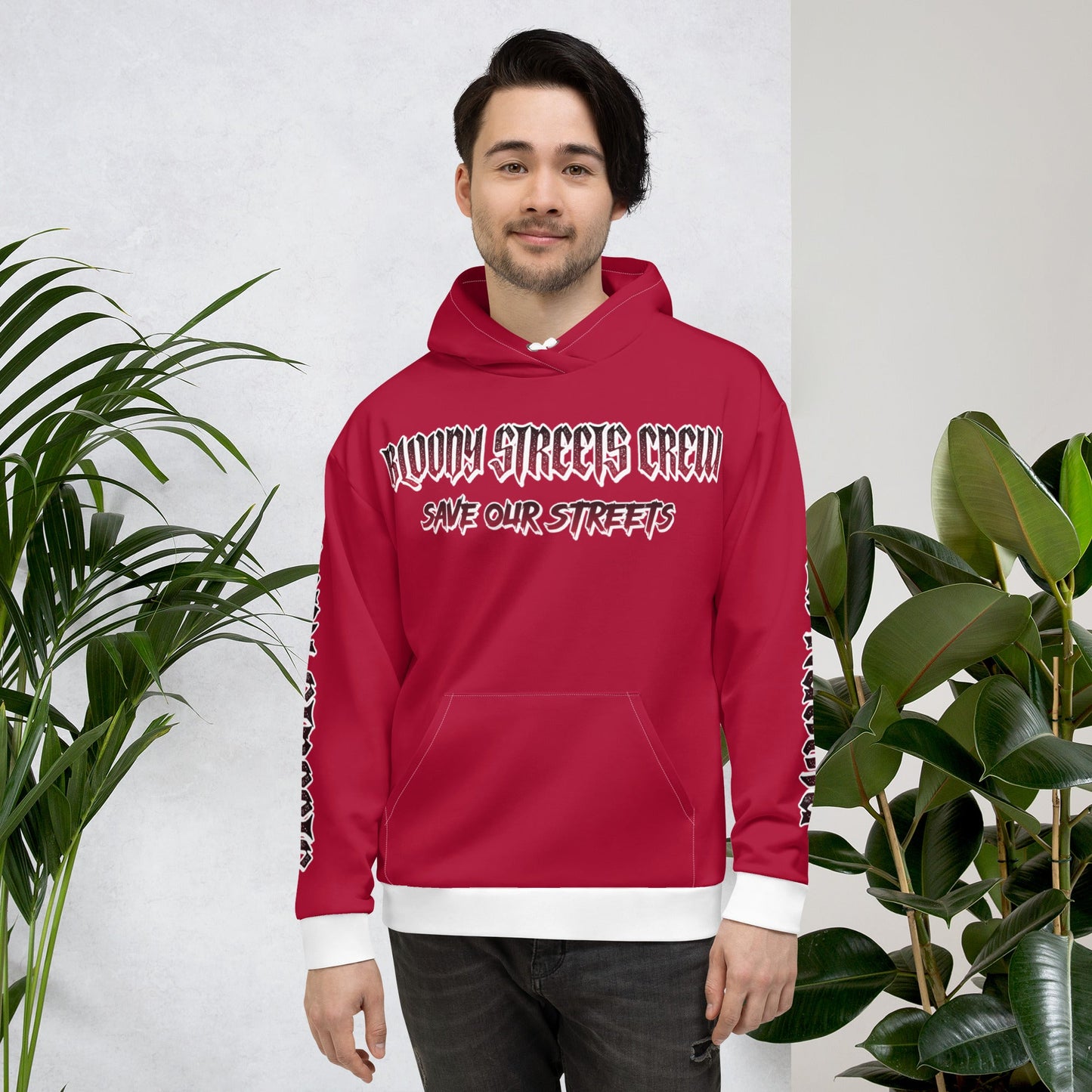 BLOODY STREETS Crew Member Streetwear Hoodie Red - BLOODY-STREETS.DE Streetwear Herren und Damen Hoodies, T-Shirts, Pullis