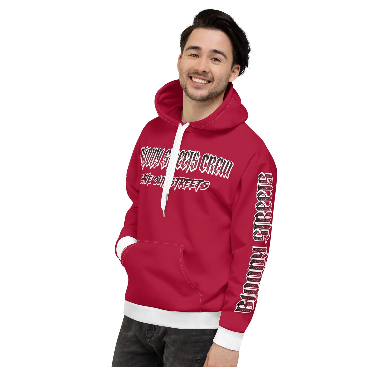BLOODY STREETS Crew Member Streetwear Hoodie Red - BLOODY-STREETS.DE Streetwear Herren und Damen Hoodies, T-Shirts, Pullis