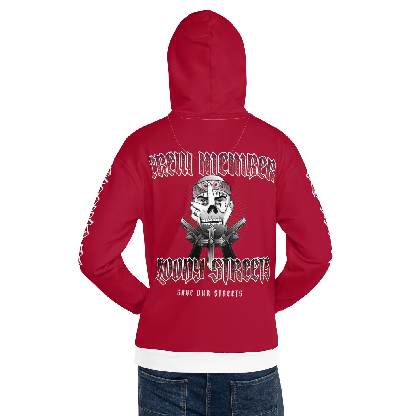 BLOODY STREETS Crew Member Streetwear Hoodie Red - BLOODY-STREETS.DE Streetwear Herren und Damen Hoodies, T-Shirts, Pullis