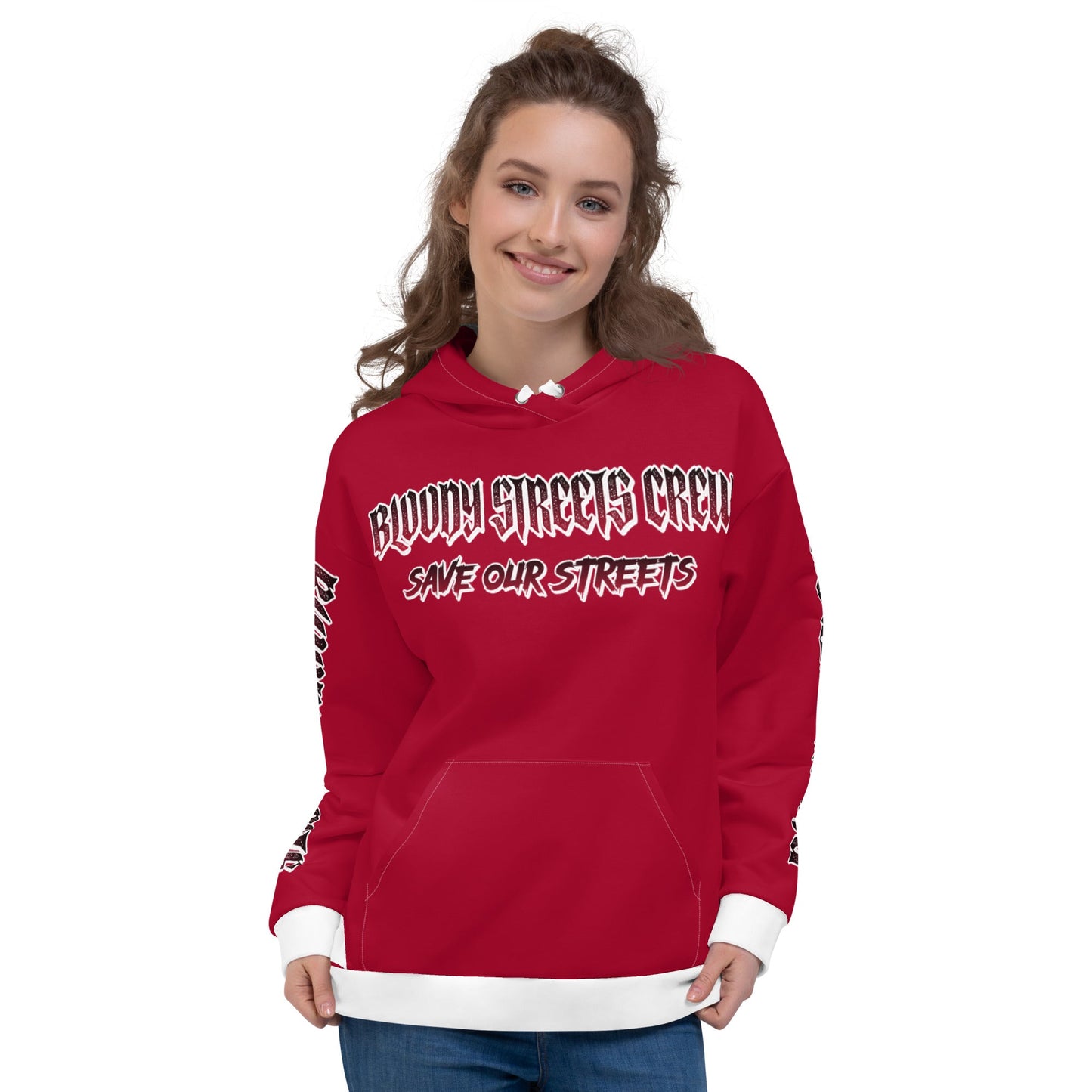 BLOODY STREETS Crew Member Streetwear Hoodie Red - BLOODY-STREETS.DE Streetwear Herren und Damen Hoodies, T-Shirts, Pullis