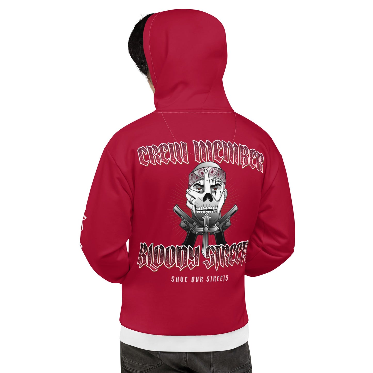 BLOODY STREETS Crew Member Streetwear Hoodie Red - BLOODY-STREETS.DE Streetwear Herren und Damen Hoodies, T-Shirts, Pullis