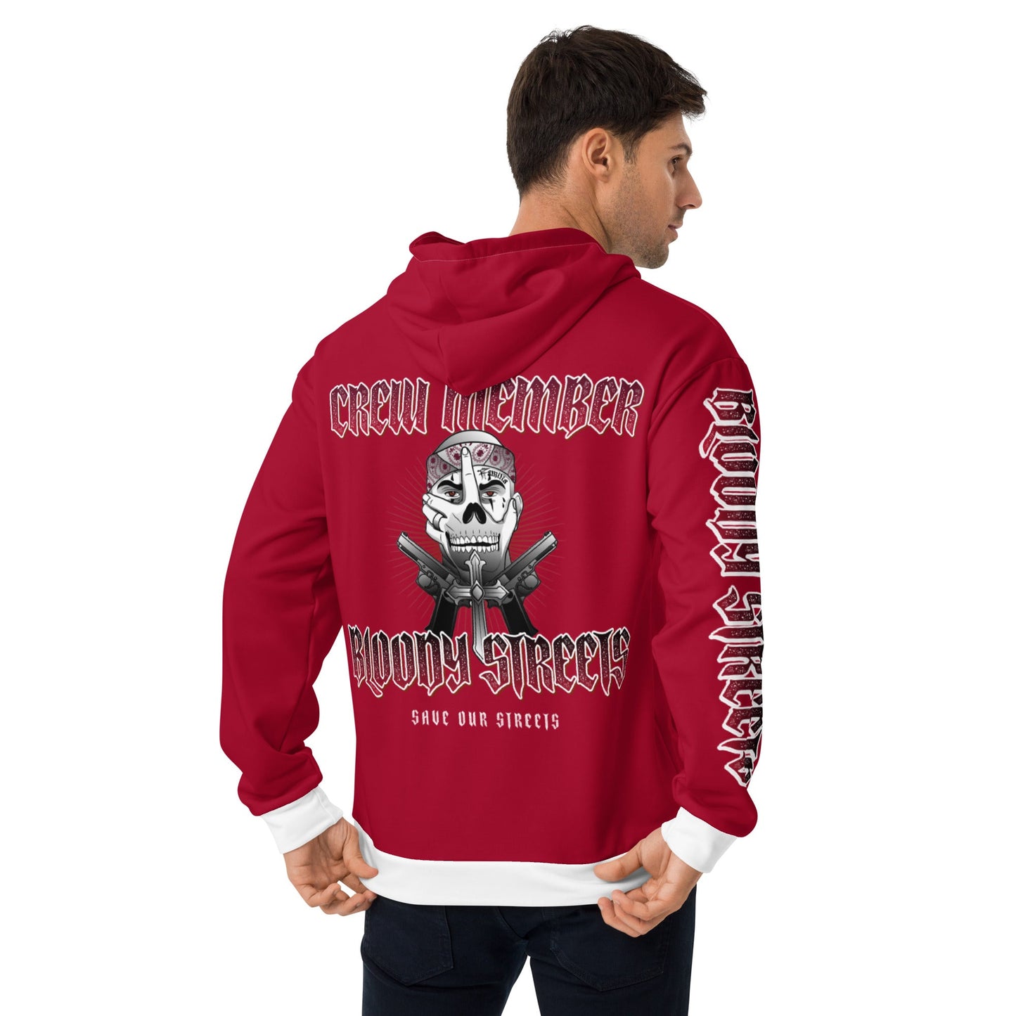 BLOODY STREETS Crew Member Streetwear Hoodie Red - BLOODY-STREETS.DE Streetwear Herren und Damen Hoodies, T-Shirts, Pullis