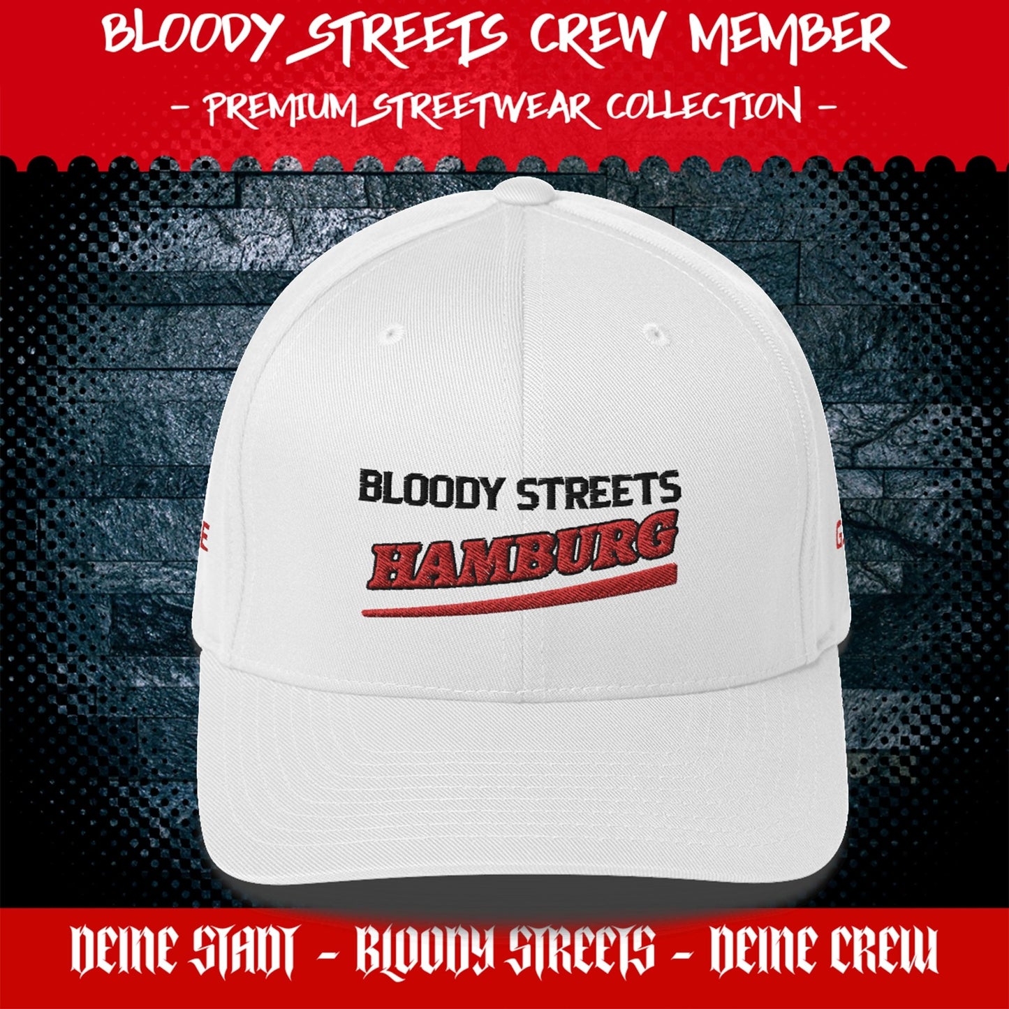 BS CITY Hamburg Crew Member Premium Red DAD CAP - BLOODY-STREETS.DE Streetwear Herren und Damen Hoodies, T-Shirts, Pullis