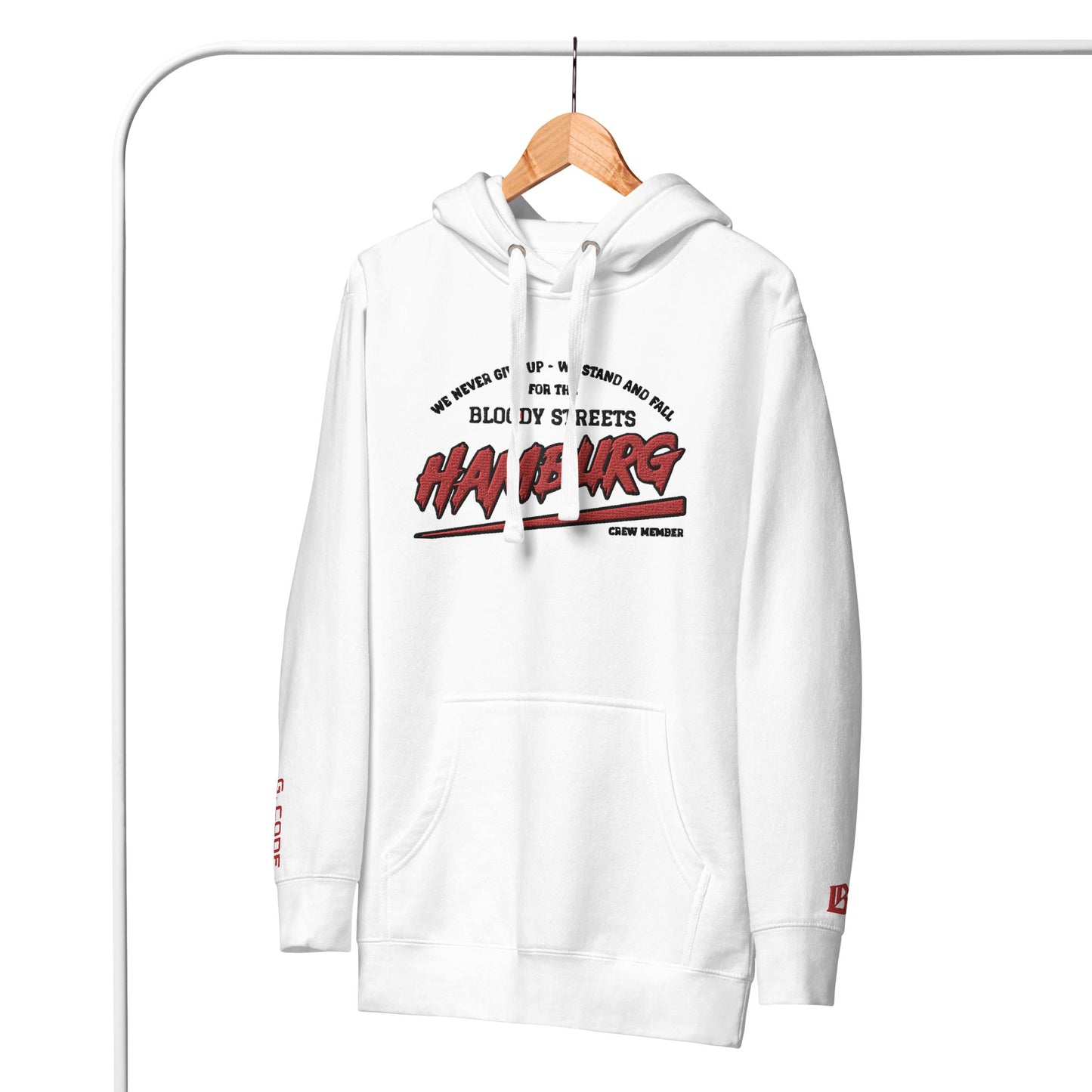 BS Hamburg Crew Member Premium Red "Lady" Hoodie - BLOODY-STREETS.DE Streetwear Herren und Damen Hoodies, T-Shirts, Pullis