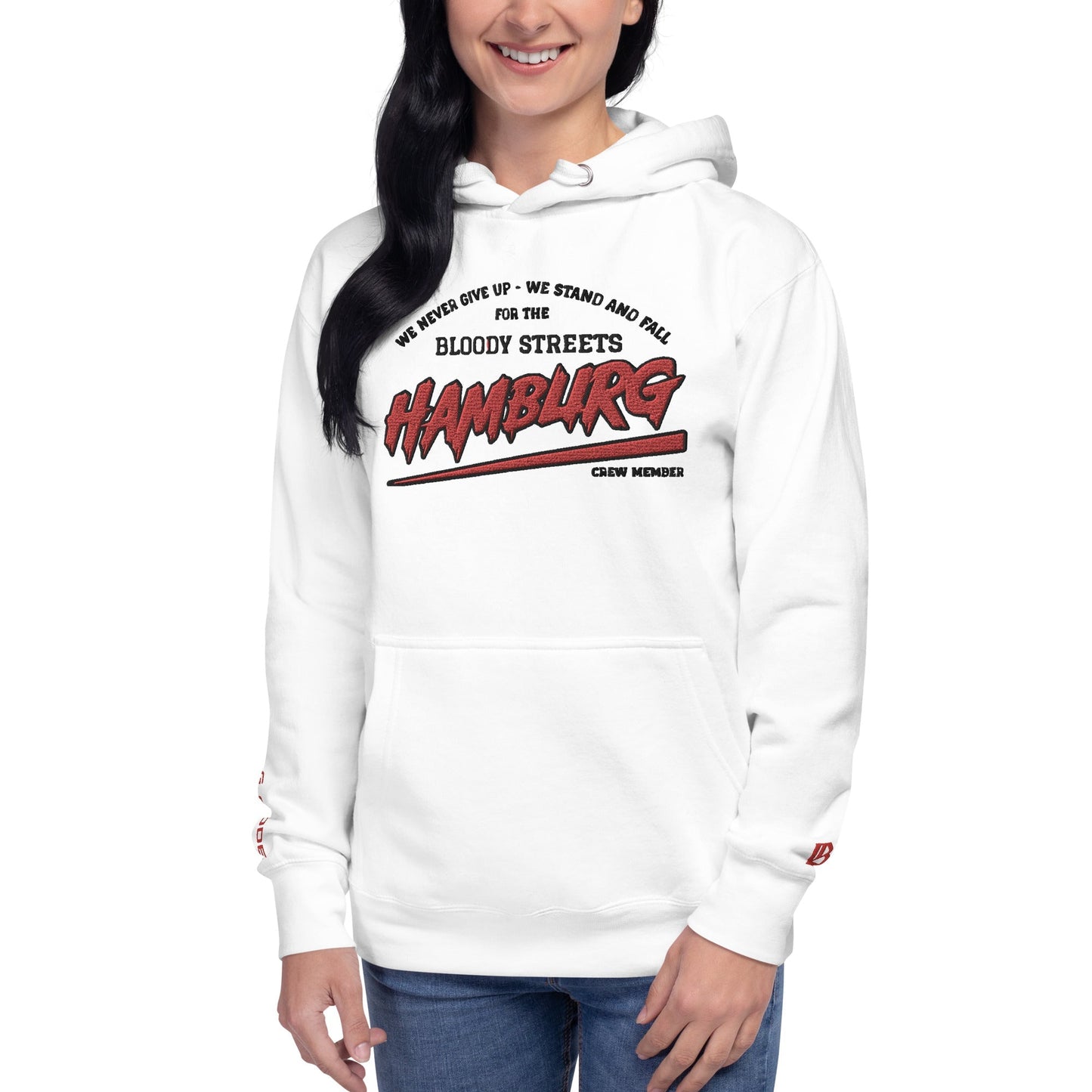 BS Hamburg Crew Member Premium Red "Lady" Hoodie - BLOODY-STREETS.DE Streetwear Herren und Damen Hoodies, T-Shirts, Pullis