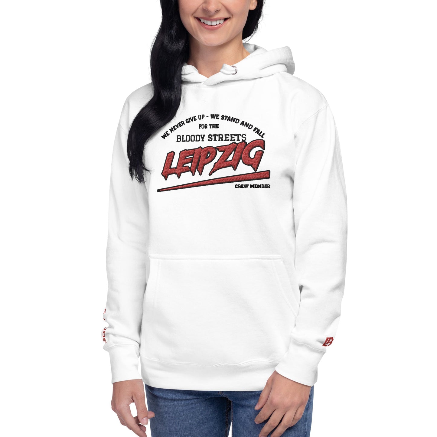 BS CITY Leipzig Crew Member Premium Red Lady Hoodie - BLOODY-STREETS.DE Streetwear Herren und Damen Hoodies, T-Shirts, Pullis