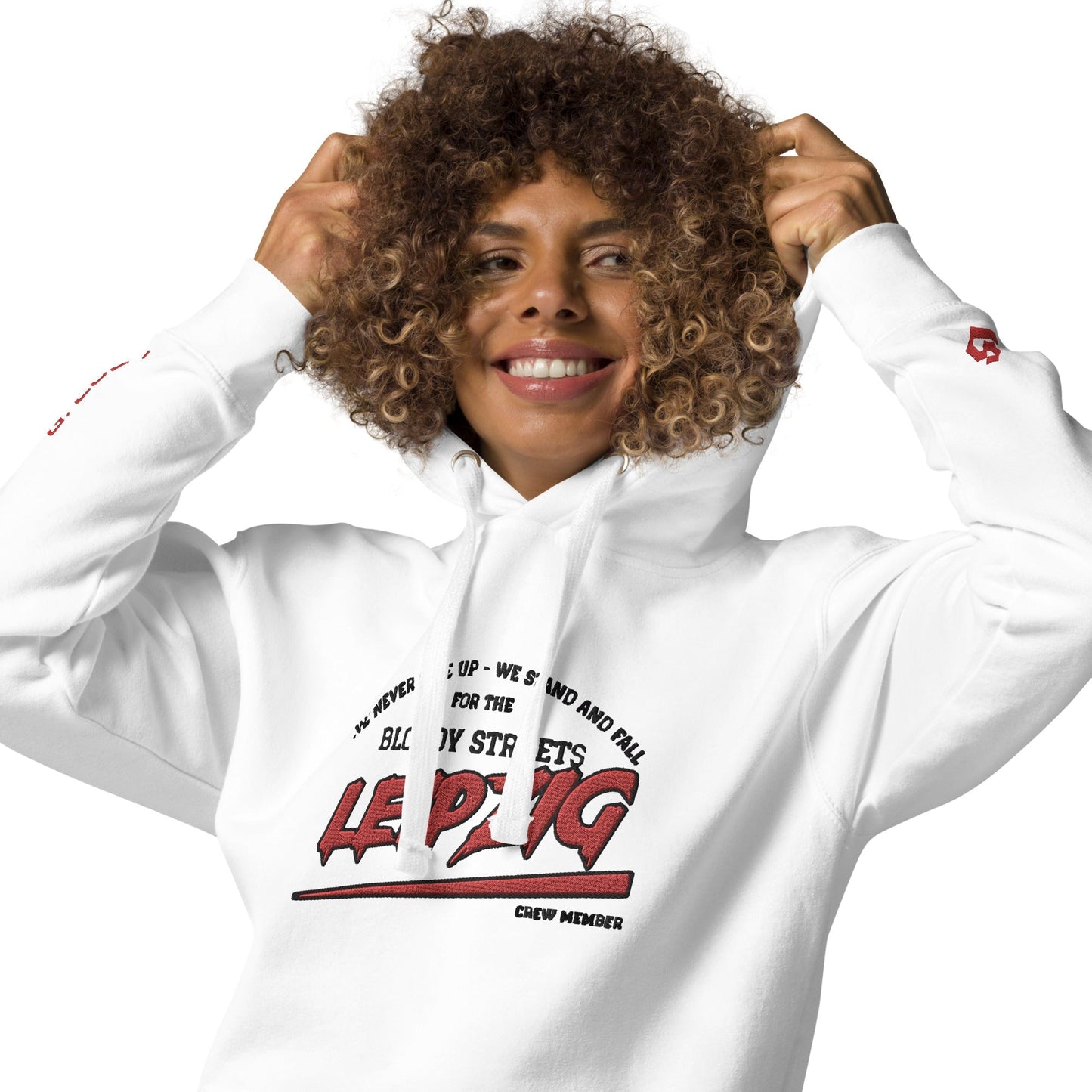 BS CITY Leipzig Crew Member Premium Red Lady Hoodie - BLOODY-STREETS.DE Streetwear Herren und Damen Hoodies, T-Shirts, Pullis