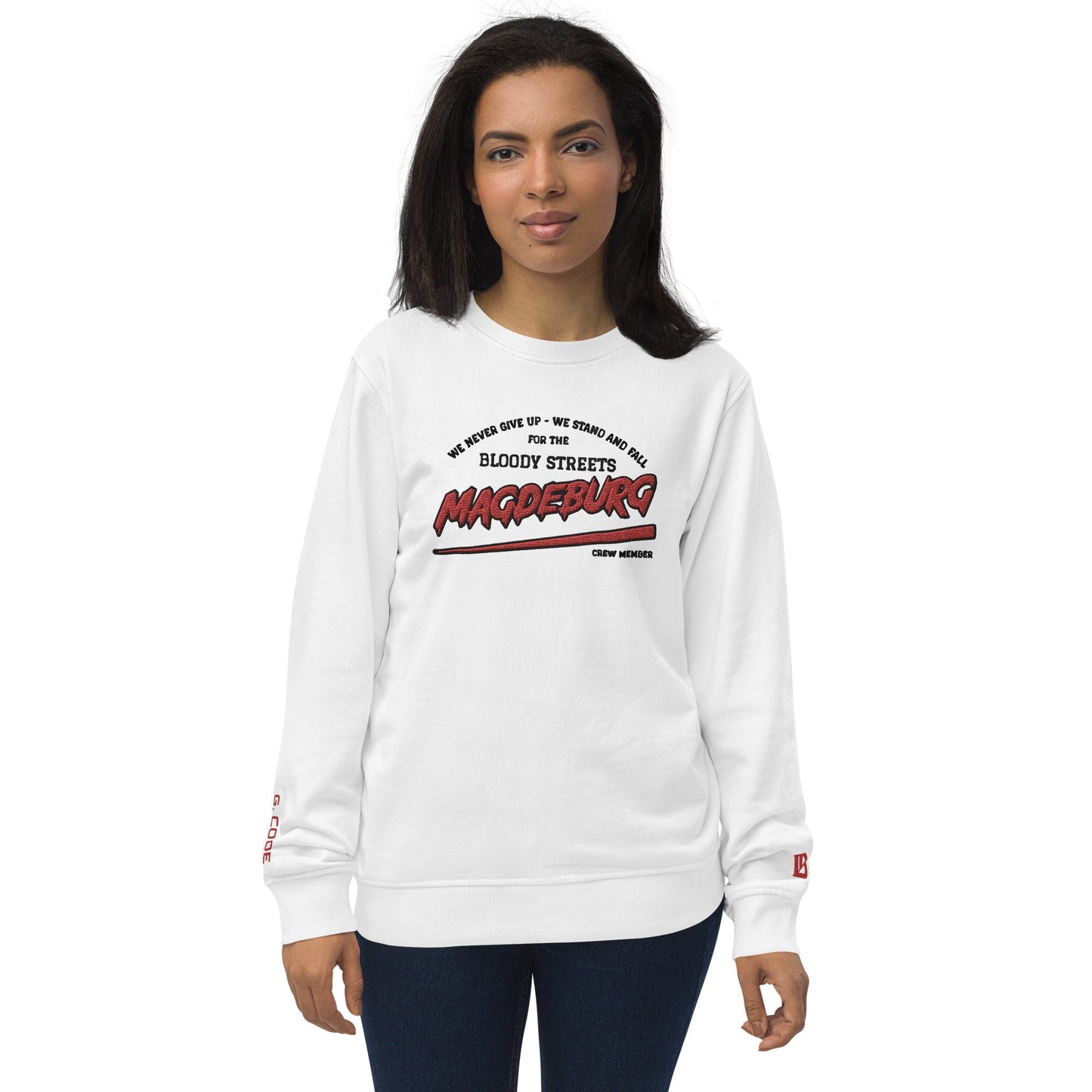 BS CITY Magdeburg Crew Member Premium Red "Lady" Pullover - BLOODY-STREETS.DE Streetwear Herren und Damen Hoodies, T-Shirts, Pullis