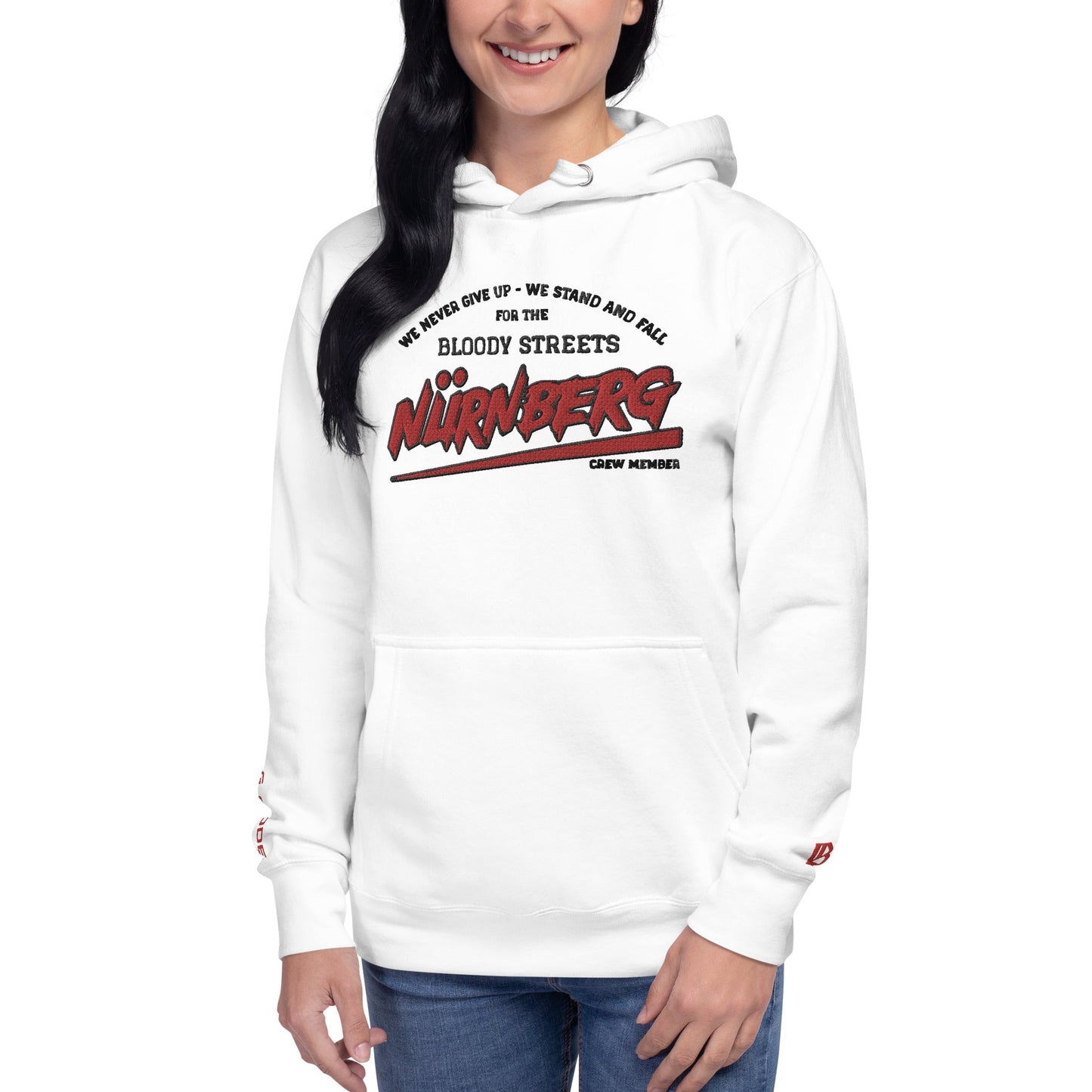 BS CITY Nürnberg Crew Member Premium Red Lady Hoodie - BLOODY-STREETS.DE Streetwear Herren und Damen Hoodies, T-Shirts, Pullis