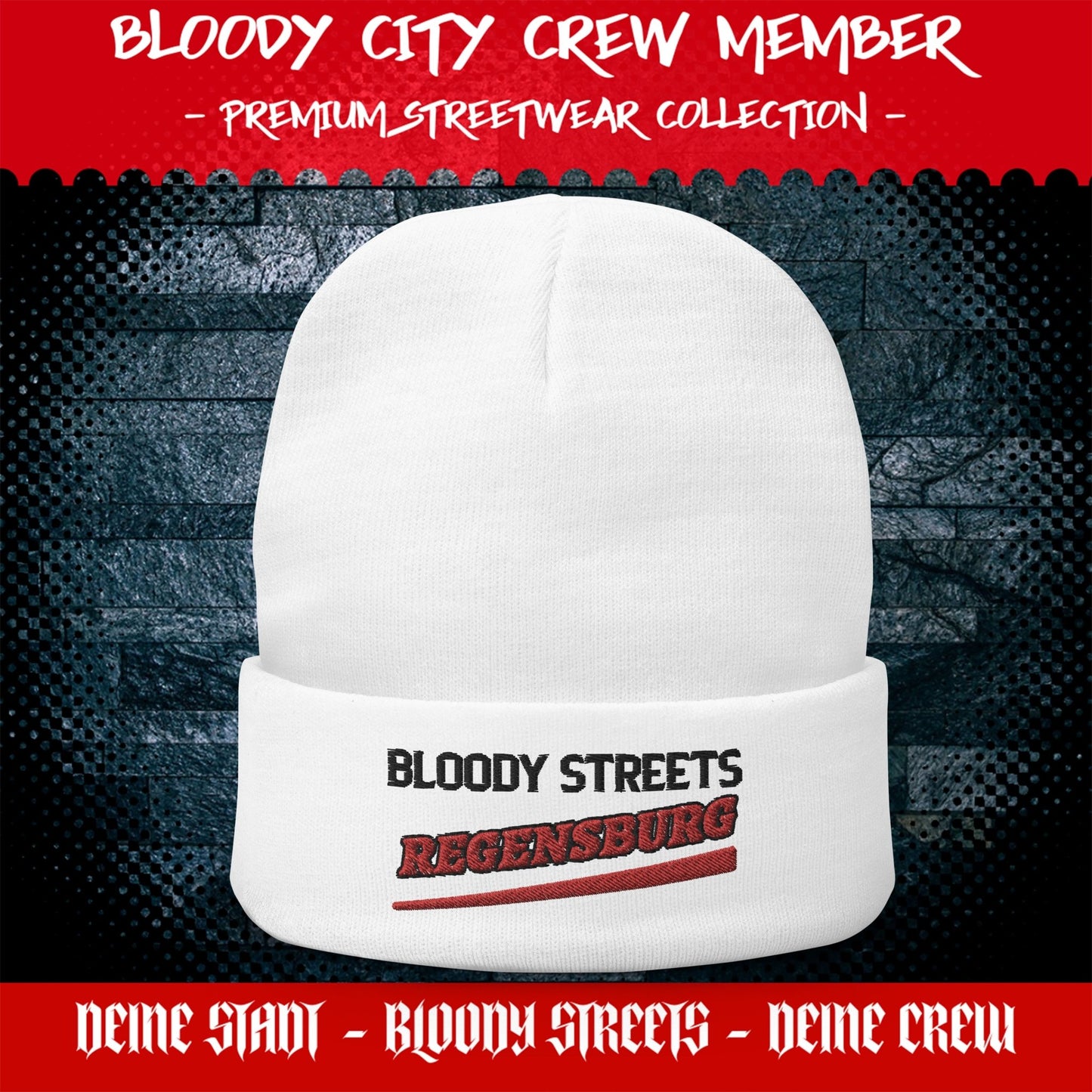 BS CITY Regensburg Crew Member Premium Beanie - BLOODY-STREETS.DE Streetwear Herren und Damen Hoodies, T-Shirts, Pullis
