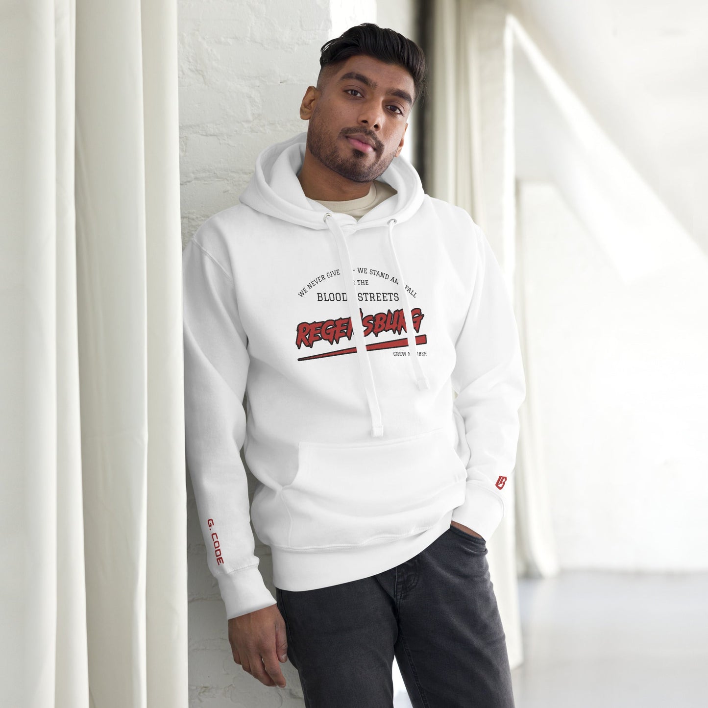 BS CITY Regensburg Crew Member Premium Red "G" Hoodie - BLOODY-STREETS.DE Streetwear Herren und Damen Hoodies, T-Shirts, Pullis