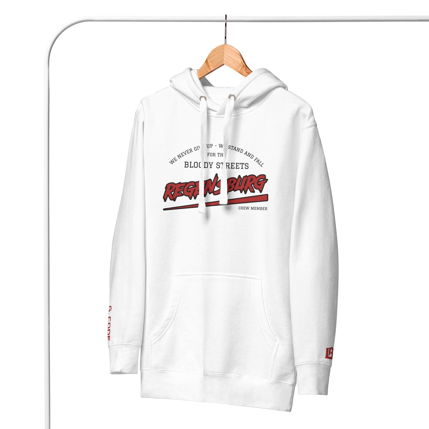 BS CITY Regensburg Crew Member Premium Red "G" Hoodie - BLOODY-STREETS.DE Streetwear Herren und Damen Hoodies, T-Shirts, Pullis