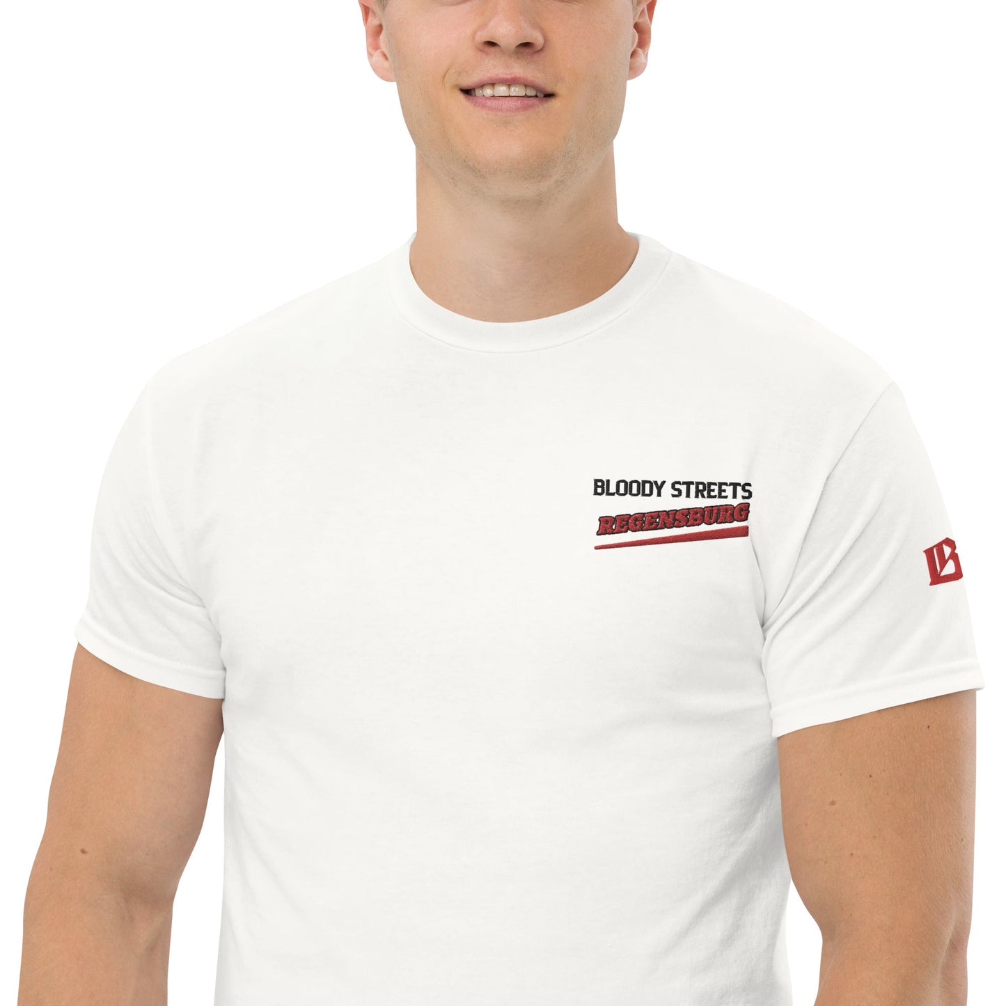 BS CITY Regensburg Crew Member Premium Red "G" T-Shirt - BLOODY-STREETS.DE Streetwear Herren und Damen Hoodies, T-Shirts, Pullis