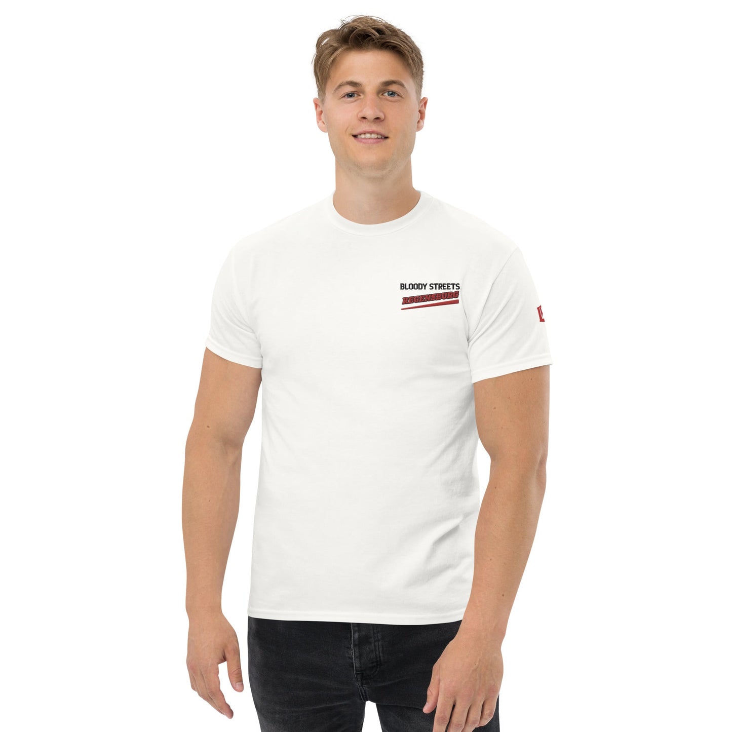 BS CITY Regensburg Crew Member Premium Red "G" T-Shirt - BLOODY-STREETS.DE Streetwear Herren und Damen Hoodies, T-Shirts, Pullis