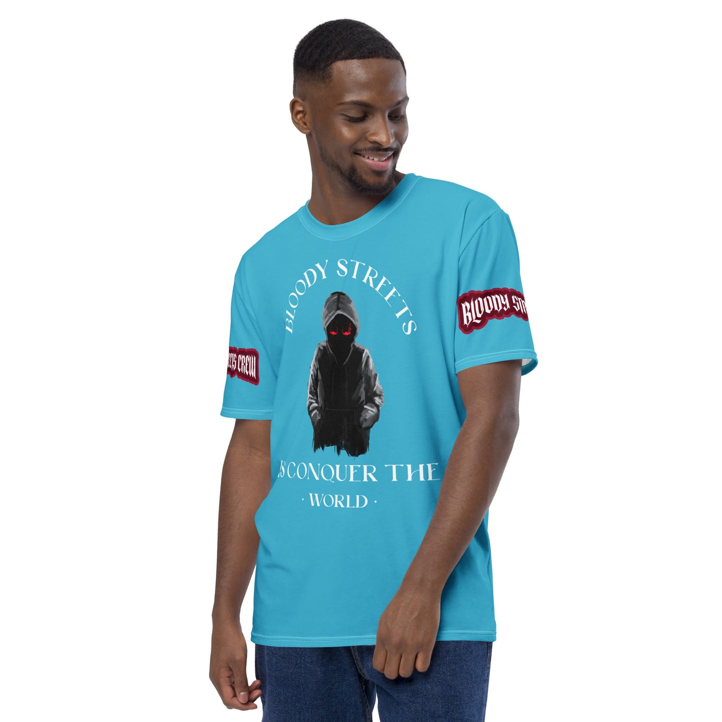 CONQUER THE WORLD Herren-T-Shirt BLAU - BLOODY-STREETS.DE Streetwear Herren und Damen Hoodies, T-Shirts, Pullis