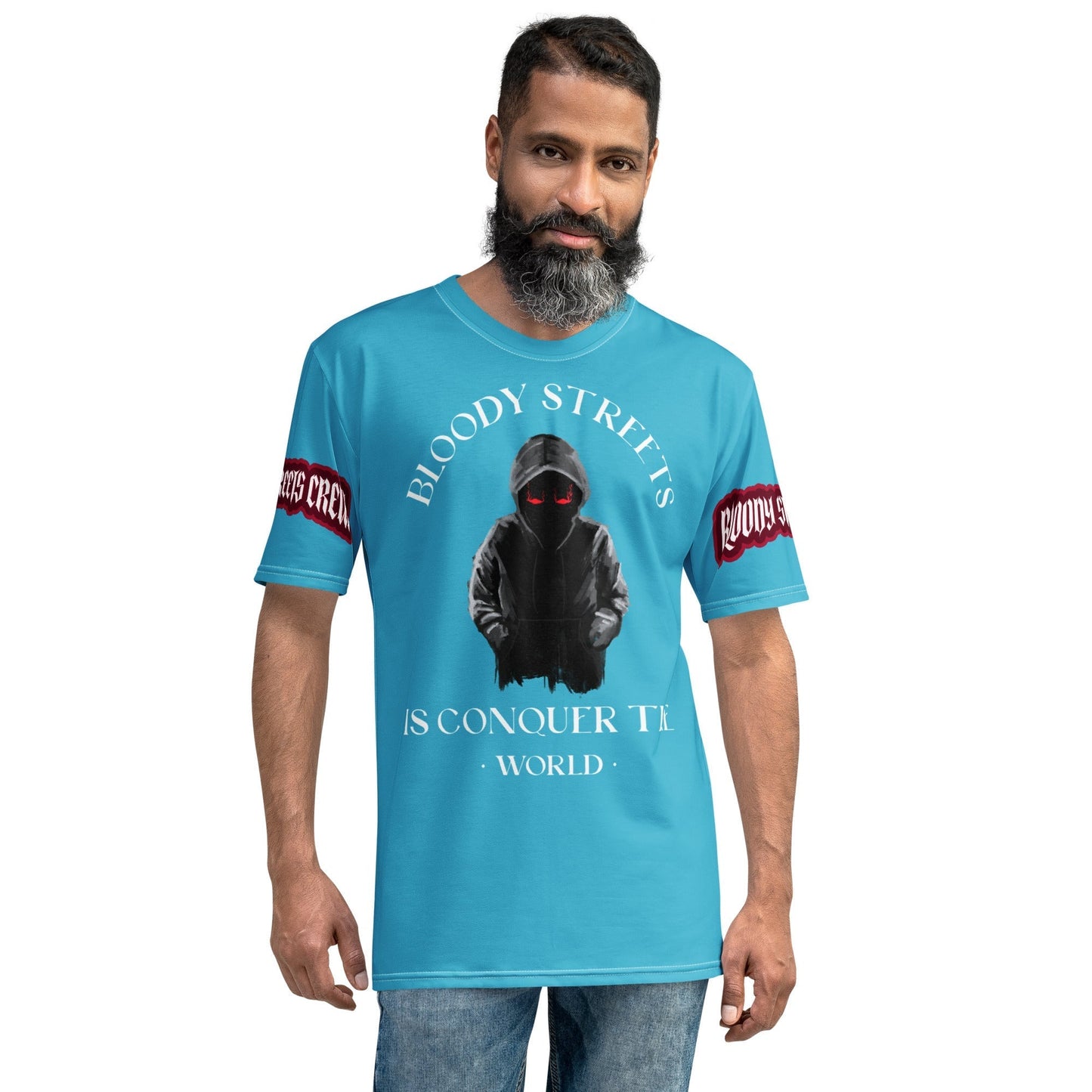 CONQUER THE WORLD Herren-T-Shirt BLAU - BLOODY-STREETS.DE Streetwear Herren und Damen Hoodies, T-Shirts, Pullis