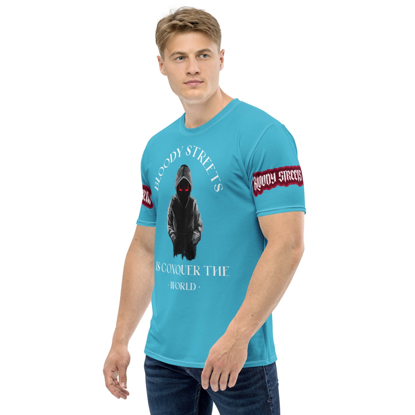 CONQUER THE WORLD Herren-T-Shirt BLAU - BLOODY-STREETS.DE Streetwear Herren und Damen Hoodies, T-Shirts, Pullis