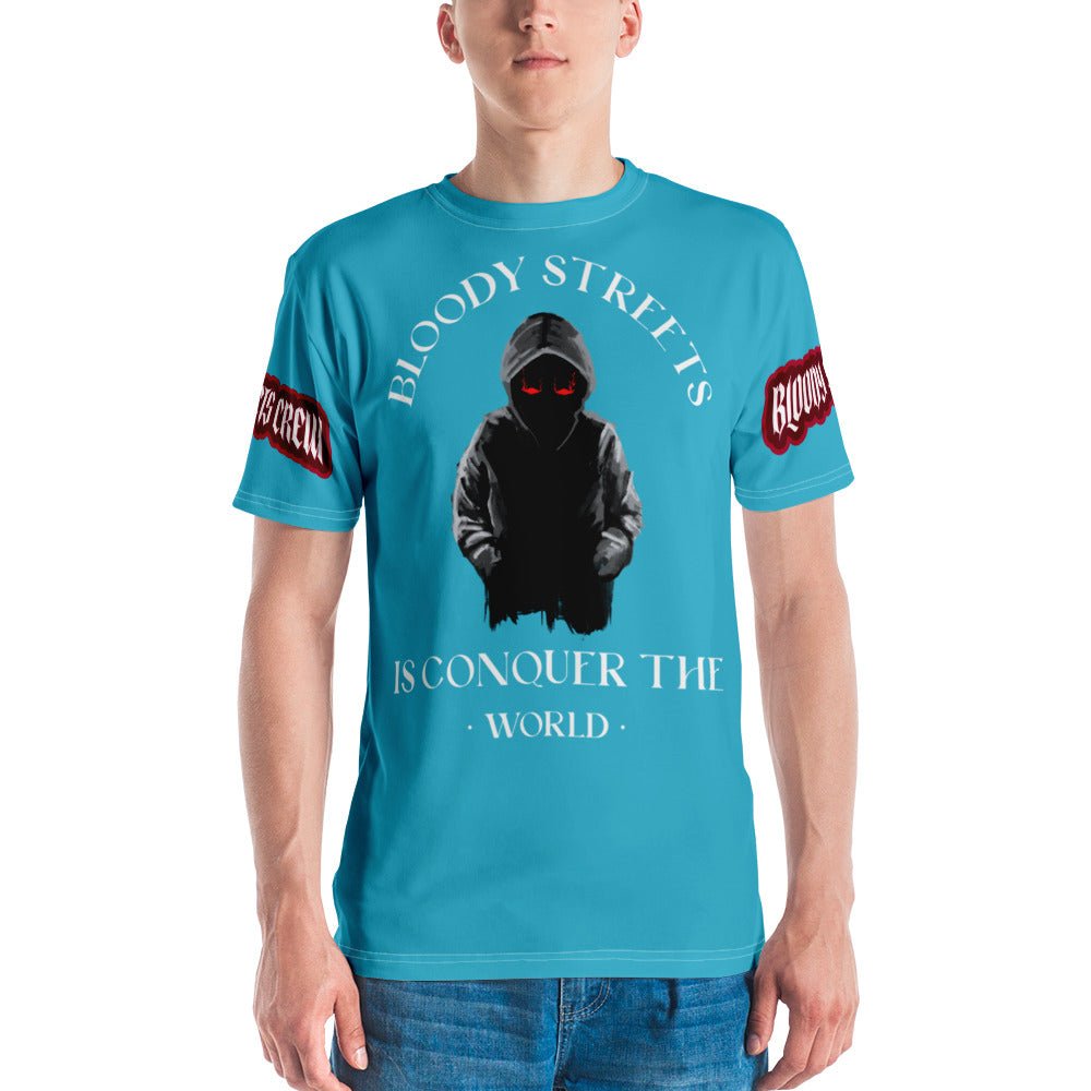 CONQUER THE WORLD Herren-T-Shirt BLAU - BLOODY-STREETS.DE Streetwear Herren und Damen Hoodies, T-Shirts, Pullis