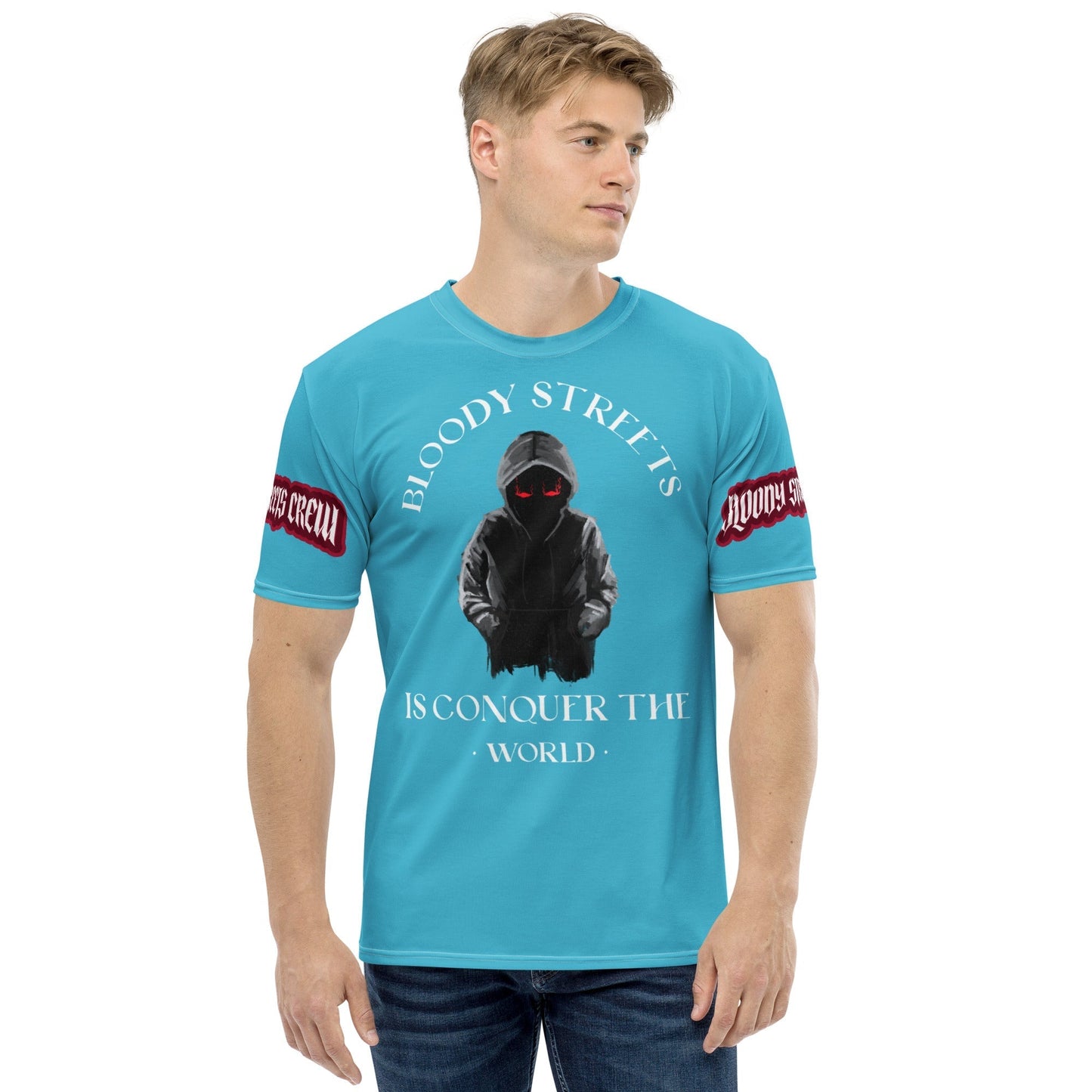 CONQUER THE WORLD Herren-T-Shirt BLAU - BLOODY-STREETS.DE Streetwear Herren und Damen Hoodies, T-Shirts, Pullis